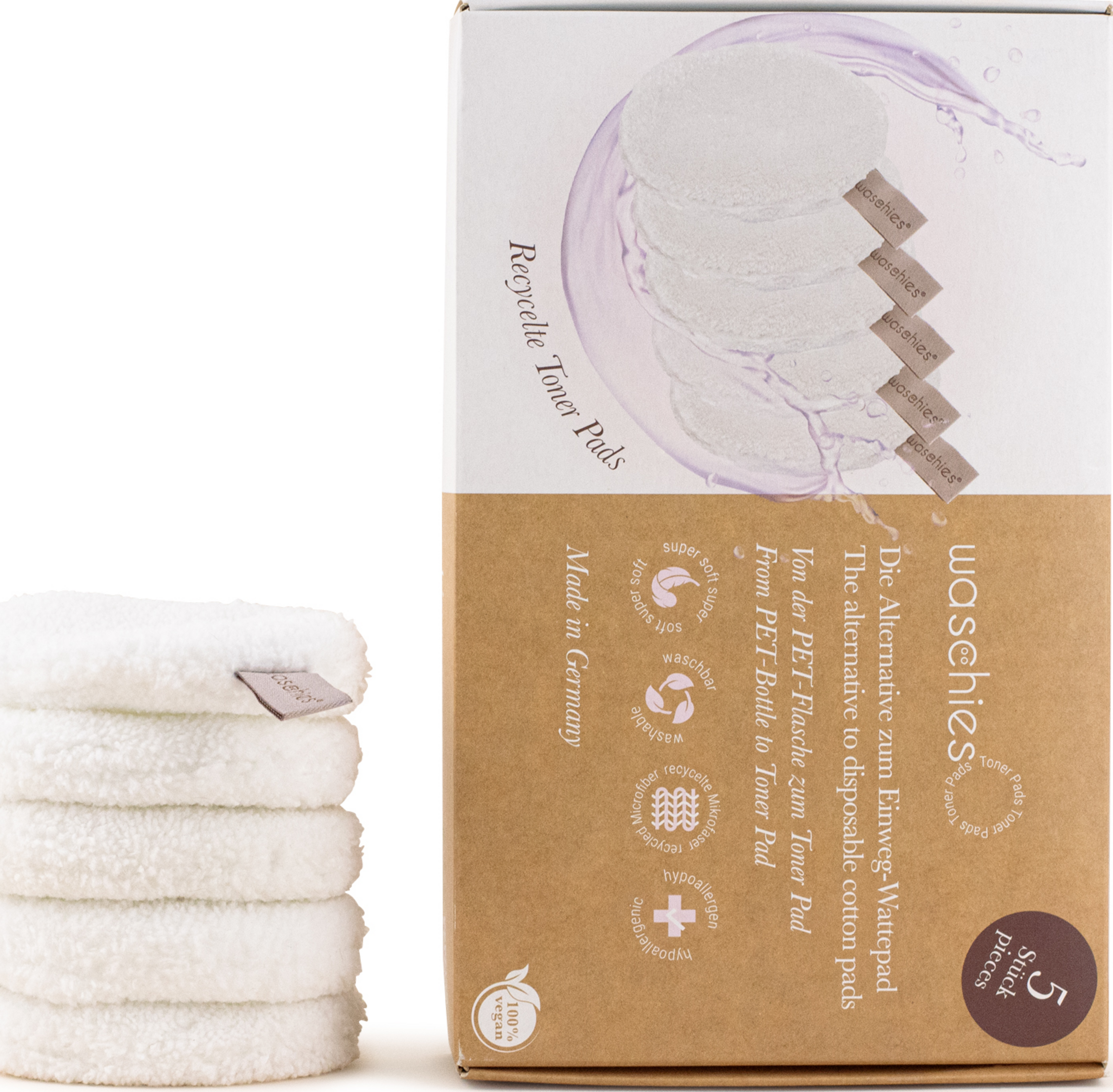 waschies 5er Set wiederverwendbare Toner-Pads