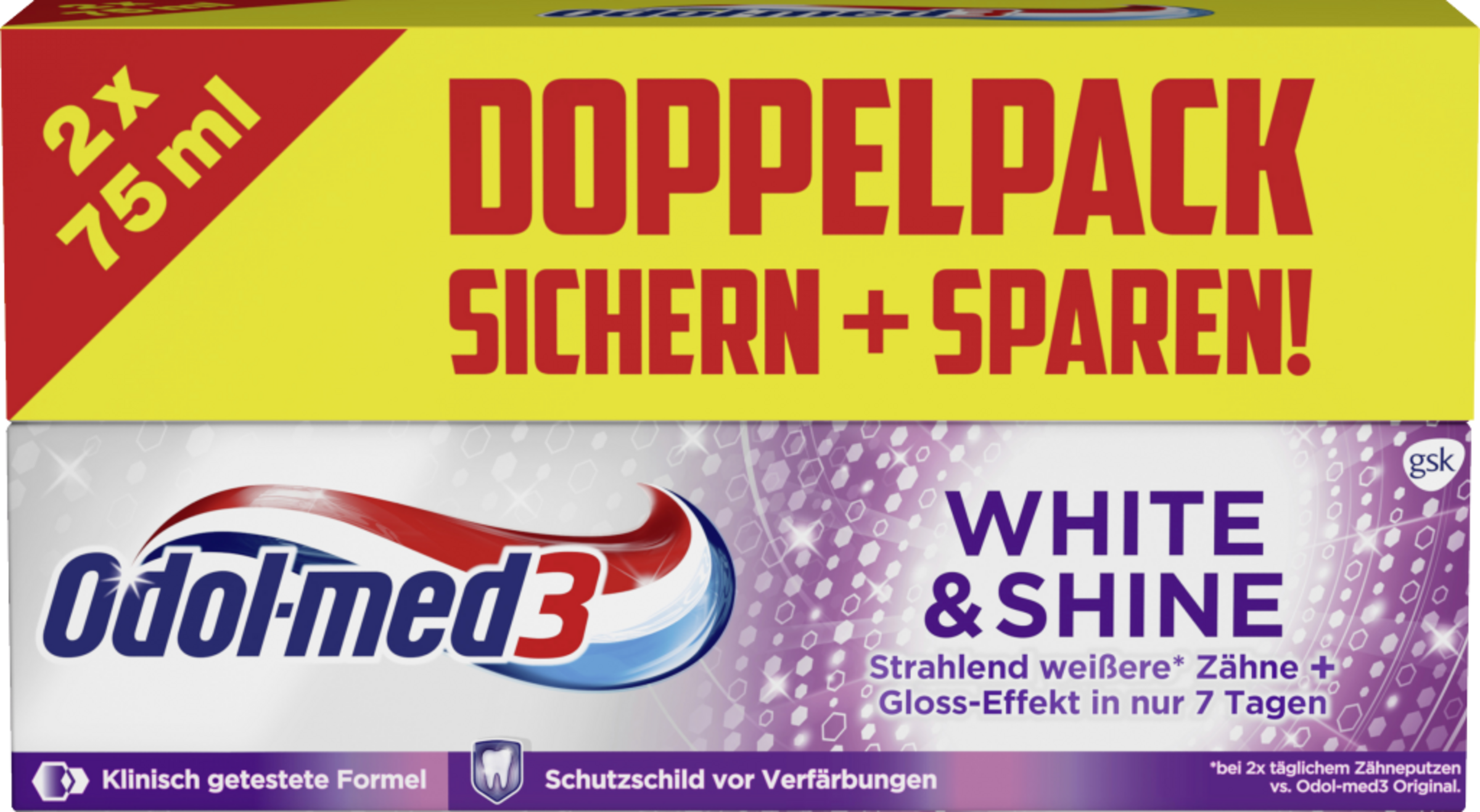 Odol med3 White & Shine Zahnpasta Doppelpack