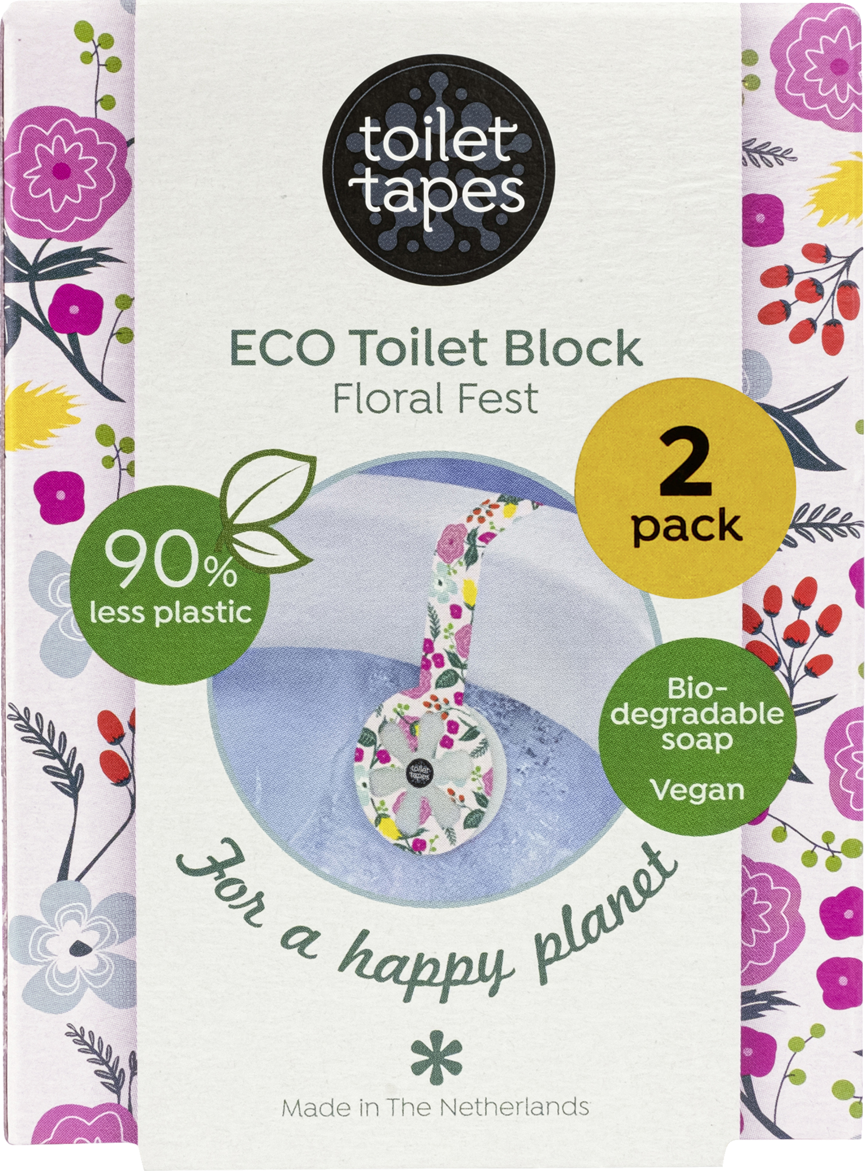 toilet tapes 2er Set WC-Stein Block Floral Fest