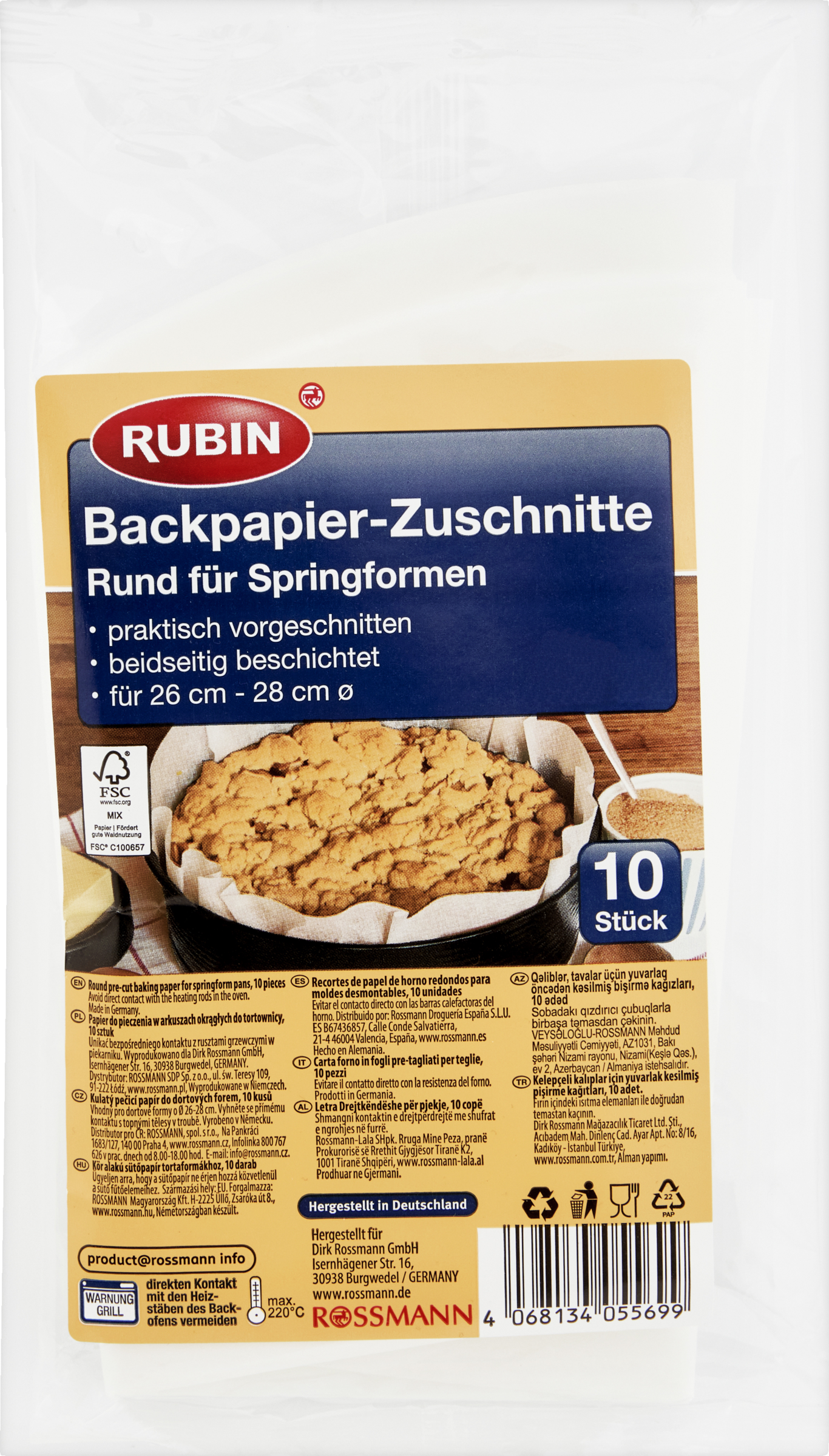 RUBIN Backpapier-Zuschnitte rund für Springformen