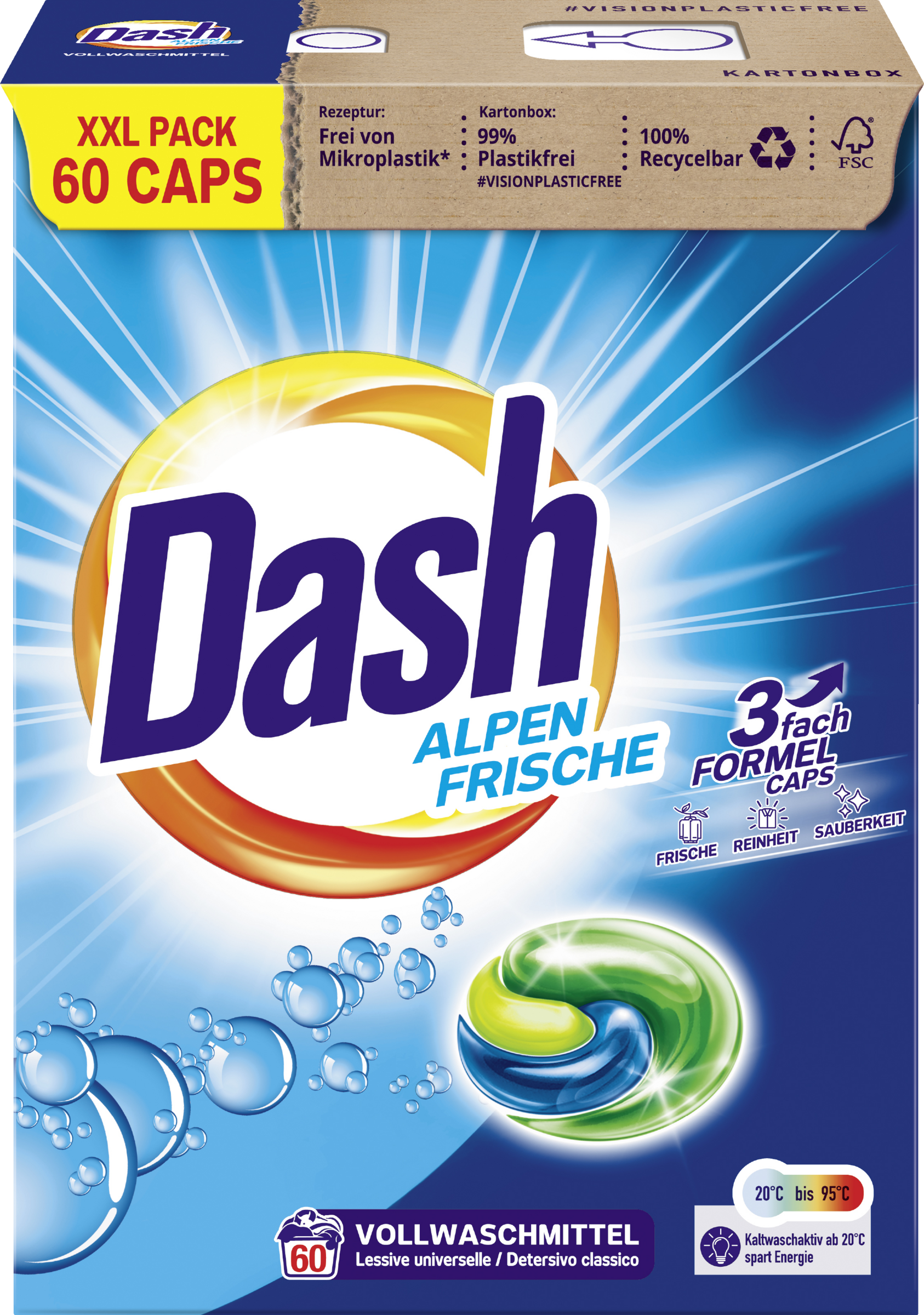 Dash Vollwaschmittel Caps Alpen Frische XXL Pack 60WL