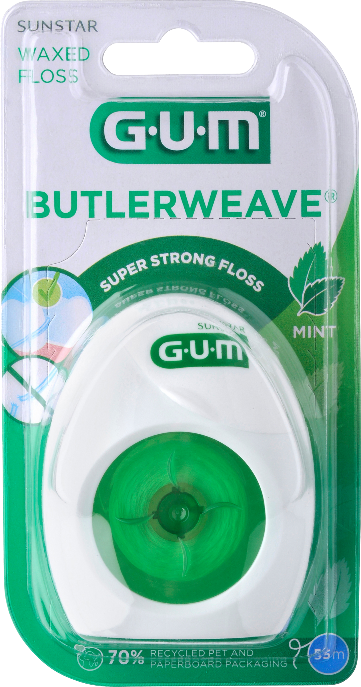 BUTLERWEAVE® خيط تنظيف الأسنان بالشموع، بنكهة النعناع، 55.0 متر