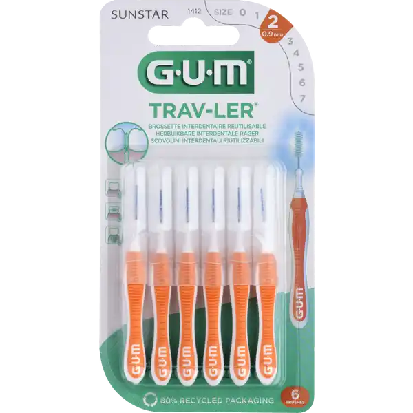 TRAV-LER® فرشاة ما بين الأسنان شمعة 0.9 مم برتقالي
