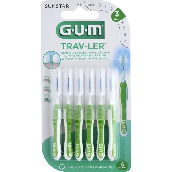 TRAV-LER® فرشاة أسنان بين الأسنان التنوب 1.1 مم أخضر