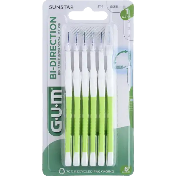 فرشاة ما بين الأسنان BI-DIRECTION على شكل شمعة 0.7 مم باللون الأخضر