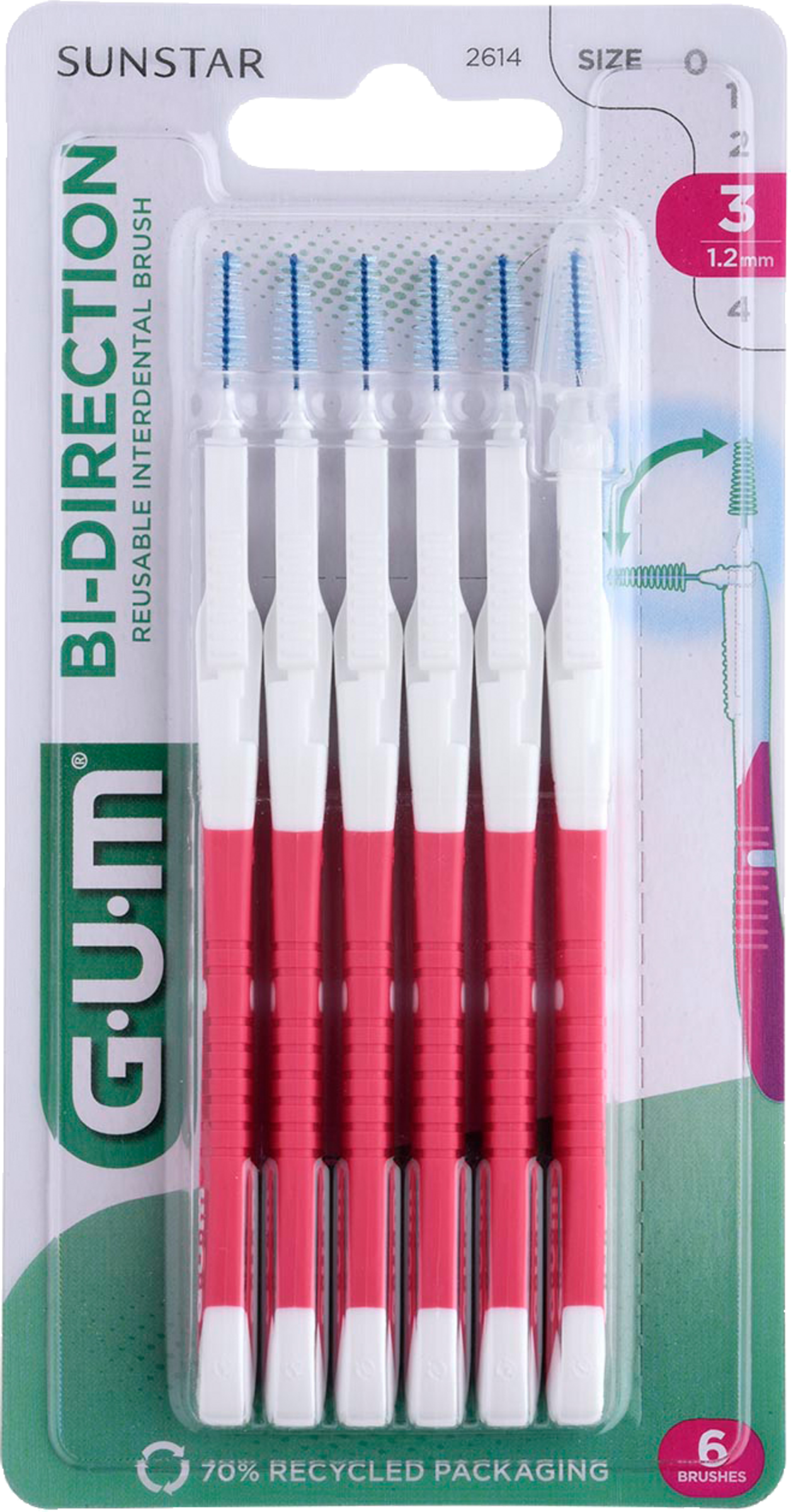 GUM® BI-DIRECTION Interdentalbürste Tanne 1,2 mm pink