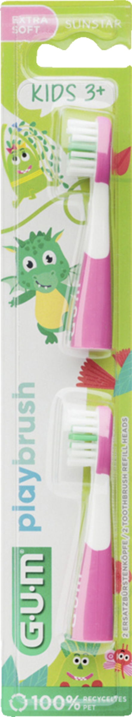 GUM® Playbrush KIDS Ersatzbürstenköpfe Pink