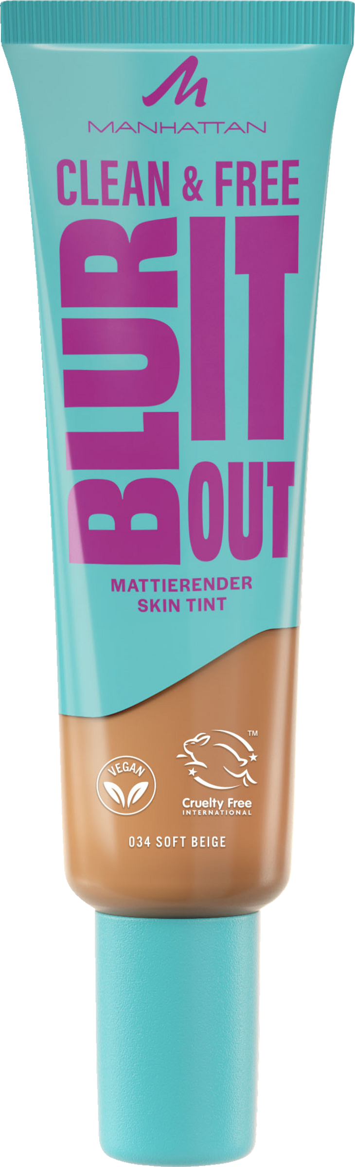 Manhattan Clean & Free Blur It Out Skin Tint 34 Soft Beige LSF20