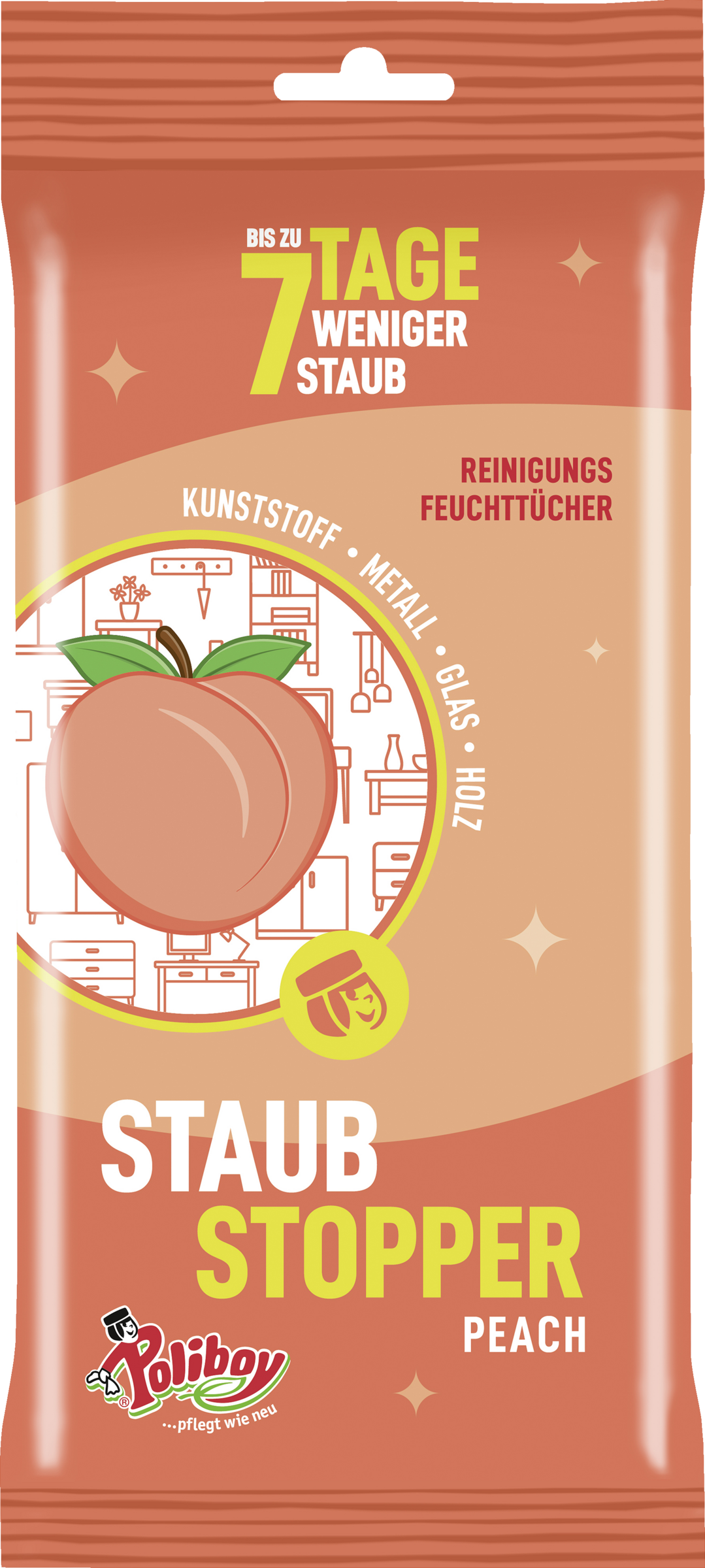 Poliboy Staubstopper Feuchttücher Peach