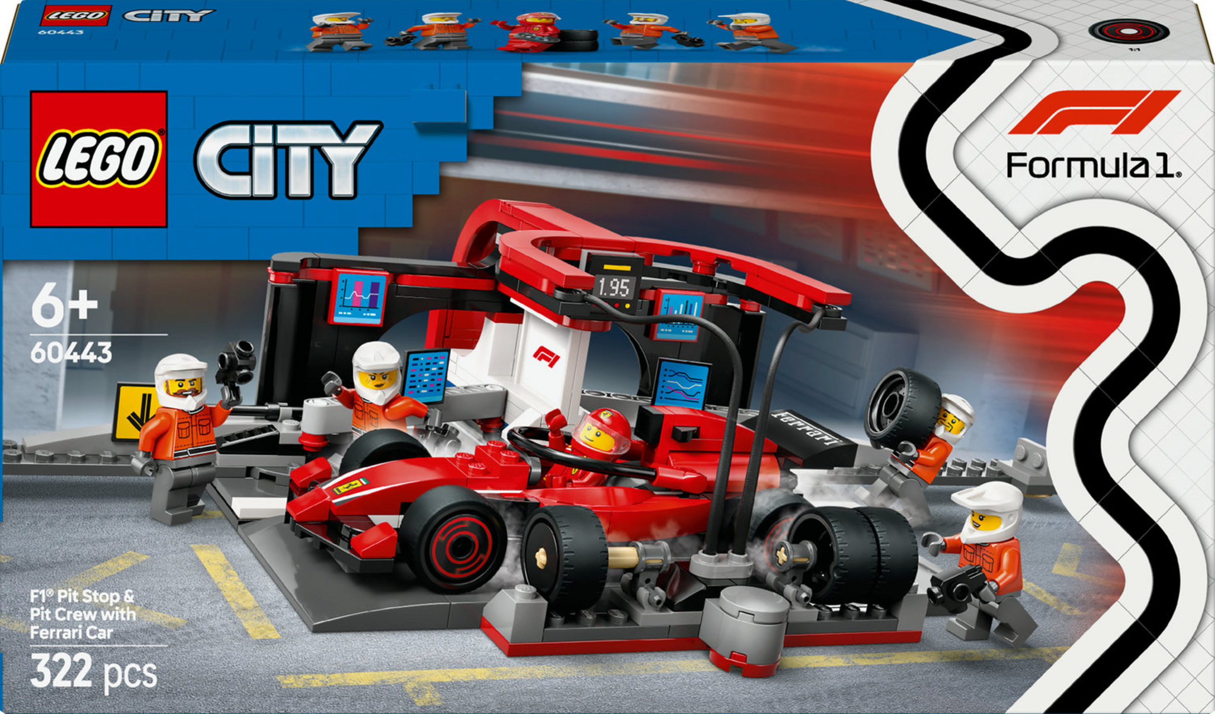 LEGO CITY 60443 F1® Boxenstopp mit Boxencrew und Ferrari Flitzer