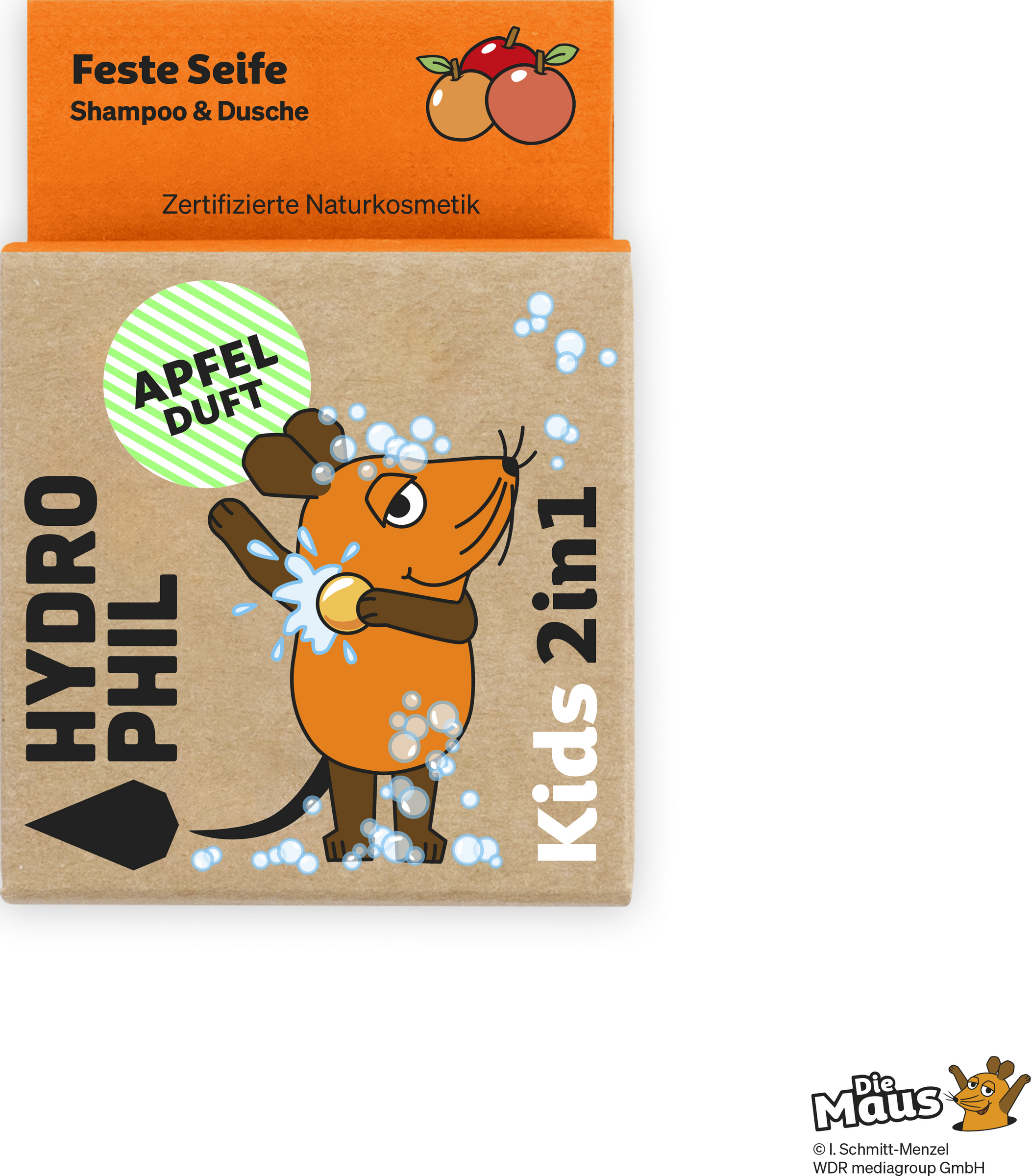HYDROPHIL Festes Kinder Shampoo & Dusche 2in1 Maus Apfelduft