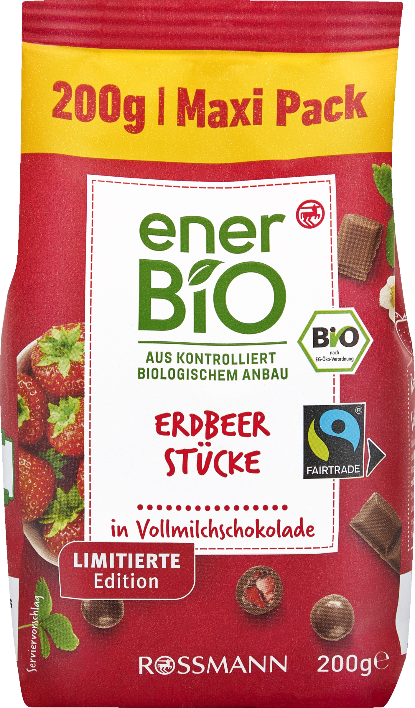 Erdbeerstücke in Vollmilchschokolade
