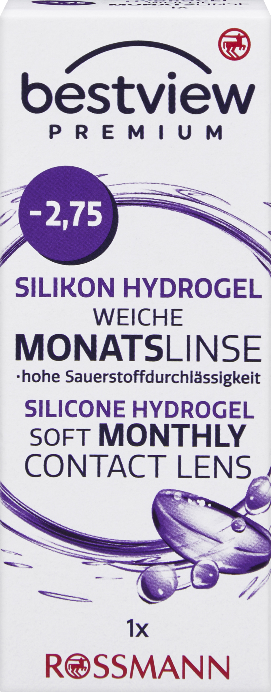 BestView Premium weiche Monatslinse Silikon Hydrogel -2,75