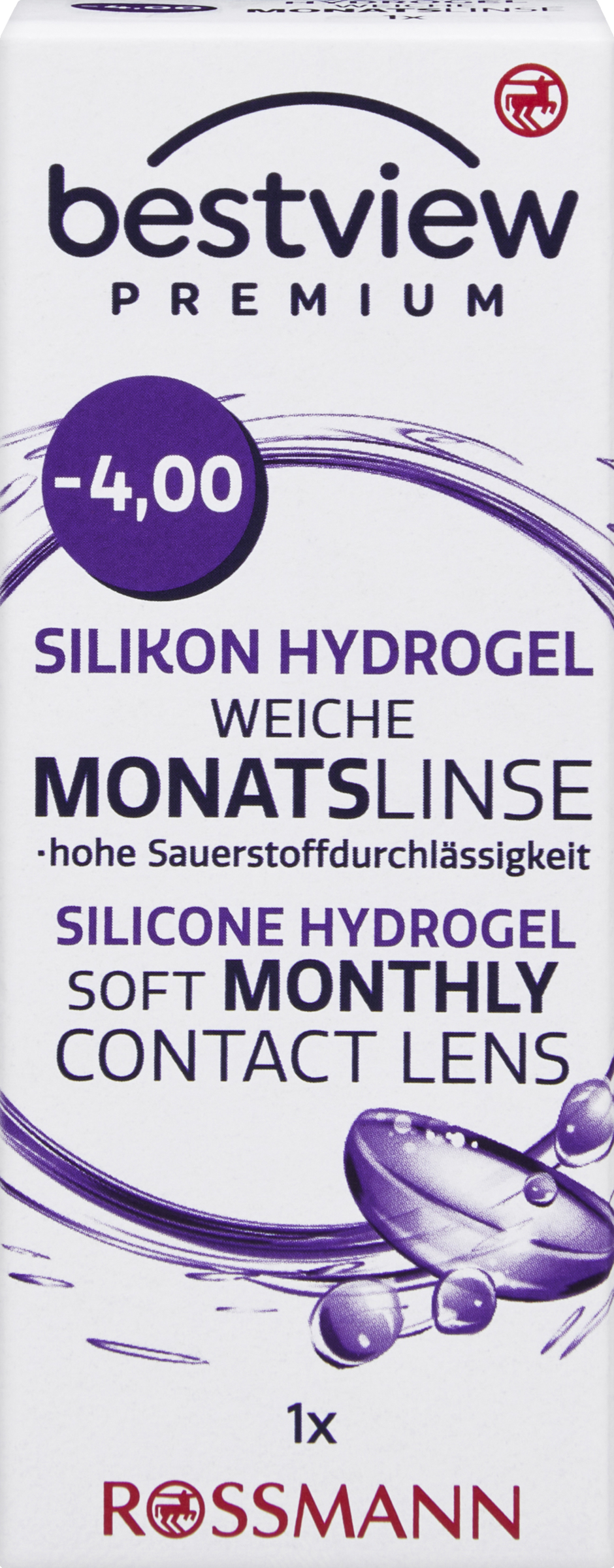 BestView Premium weiche Monatslinse Silikon Hydrogel -4,00