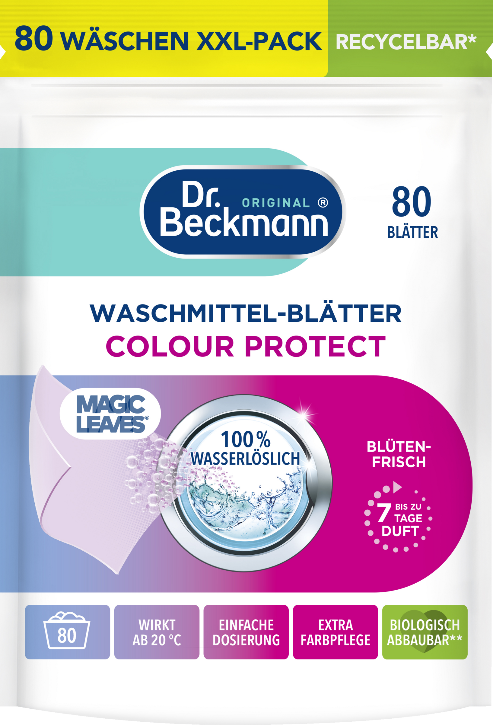 Dr. Beckmann Colourwaschmittel-Blätter Magic Leaves  80 WL