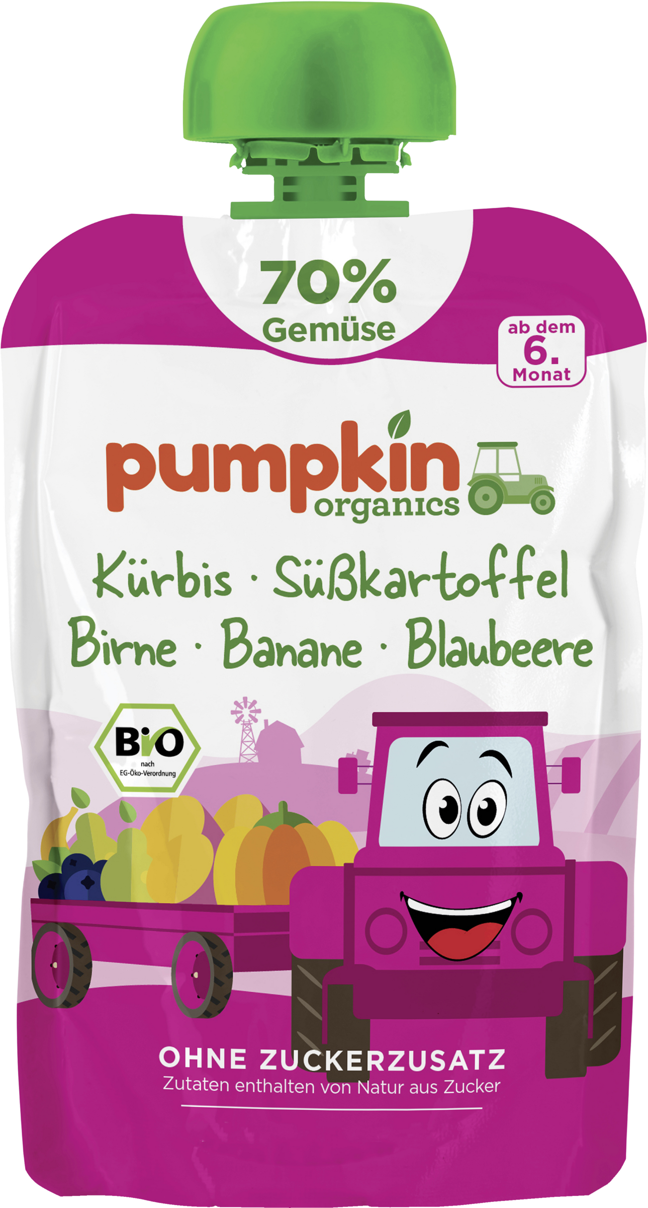 Pumpkin Organics Bio Quetschie mit Kürbis, Süßkartoffel, Birne, Banane & Blaubeere