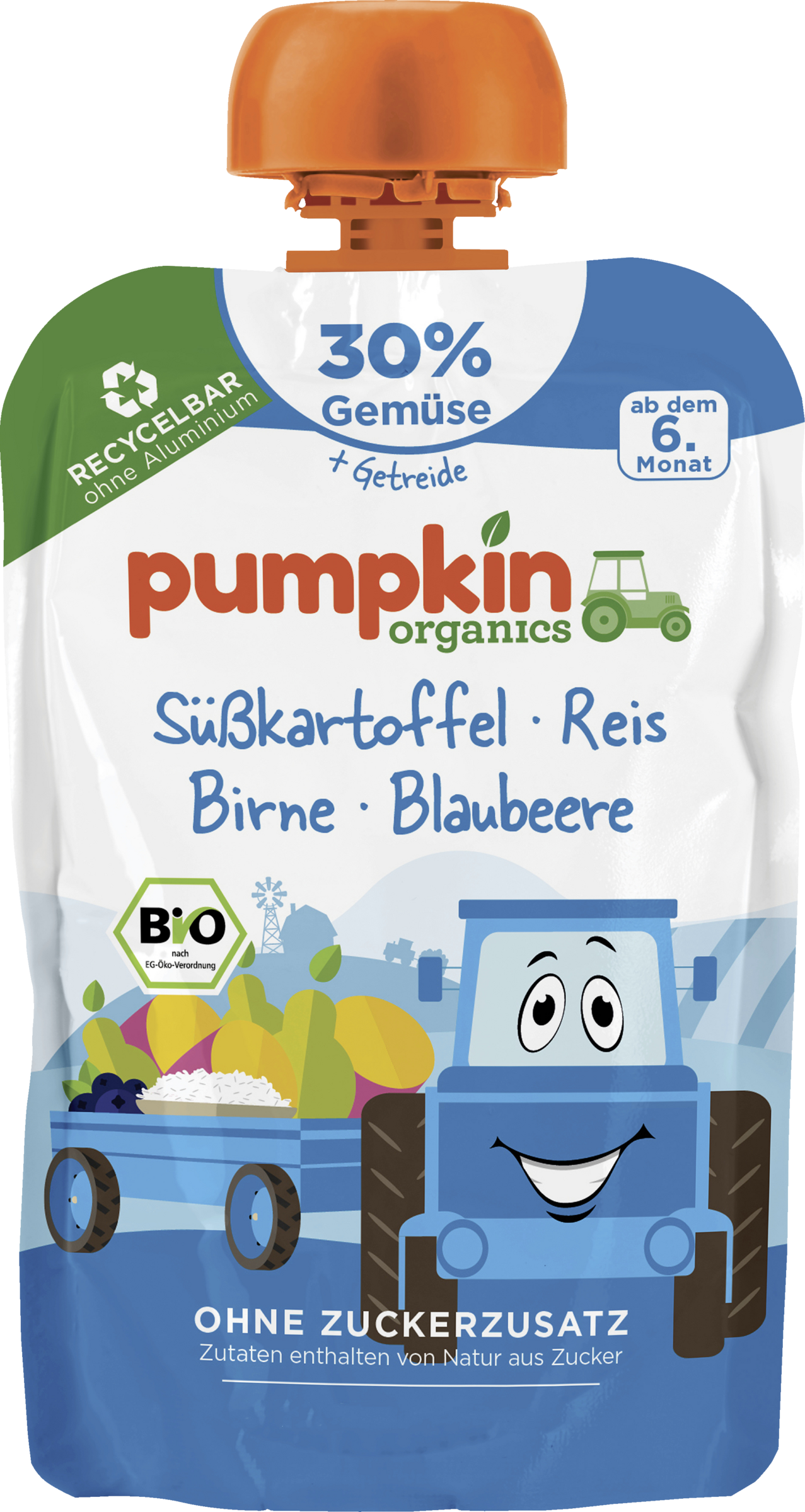 Pumpkin Organics Bio Quetschie mit Süßkartoffel, Reis, Birne & Blaubeere