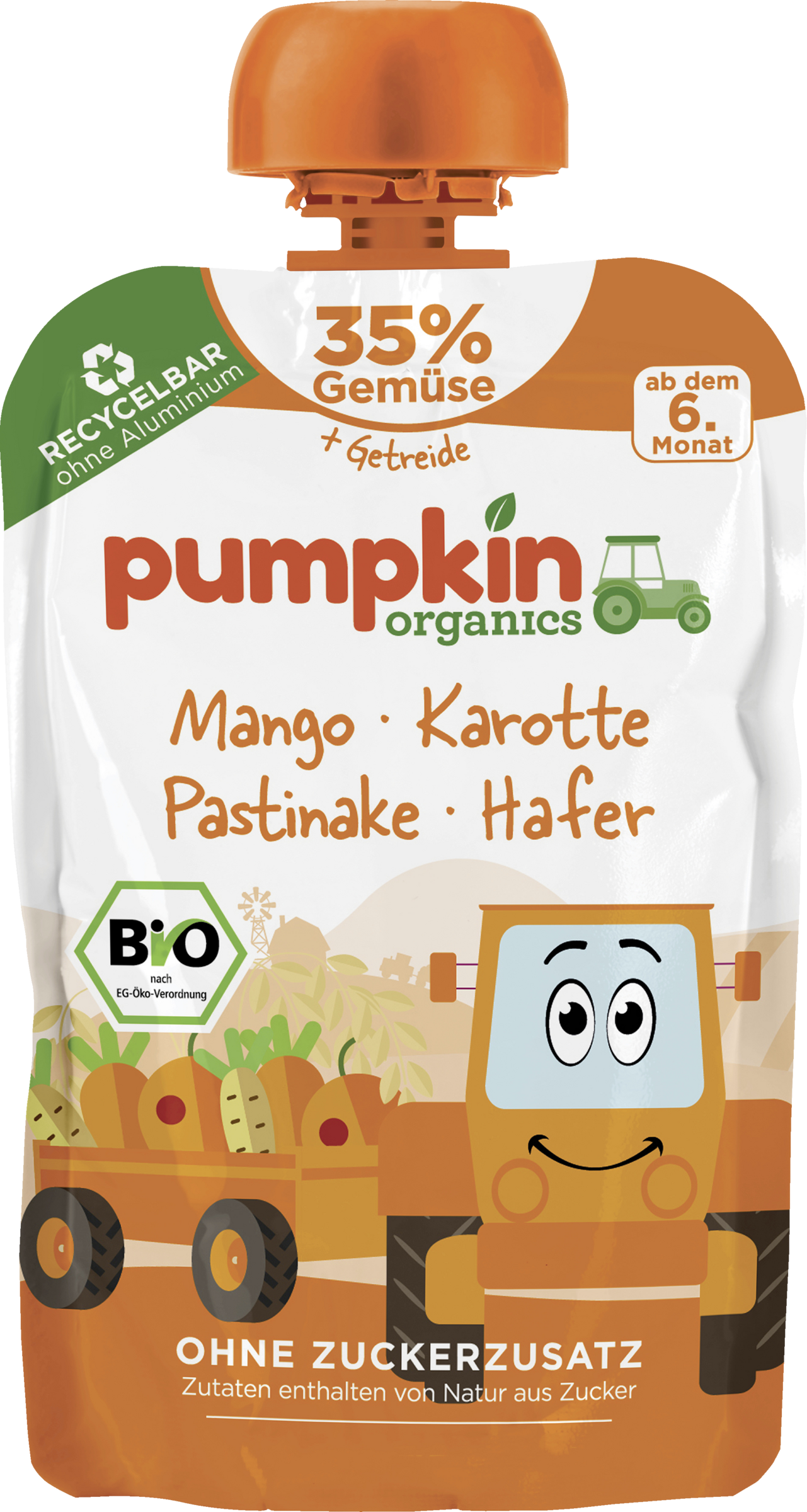 Pumpkin Organics Bio Quetschie mit Hafer, Mango, Karotte & Pastinake