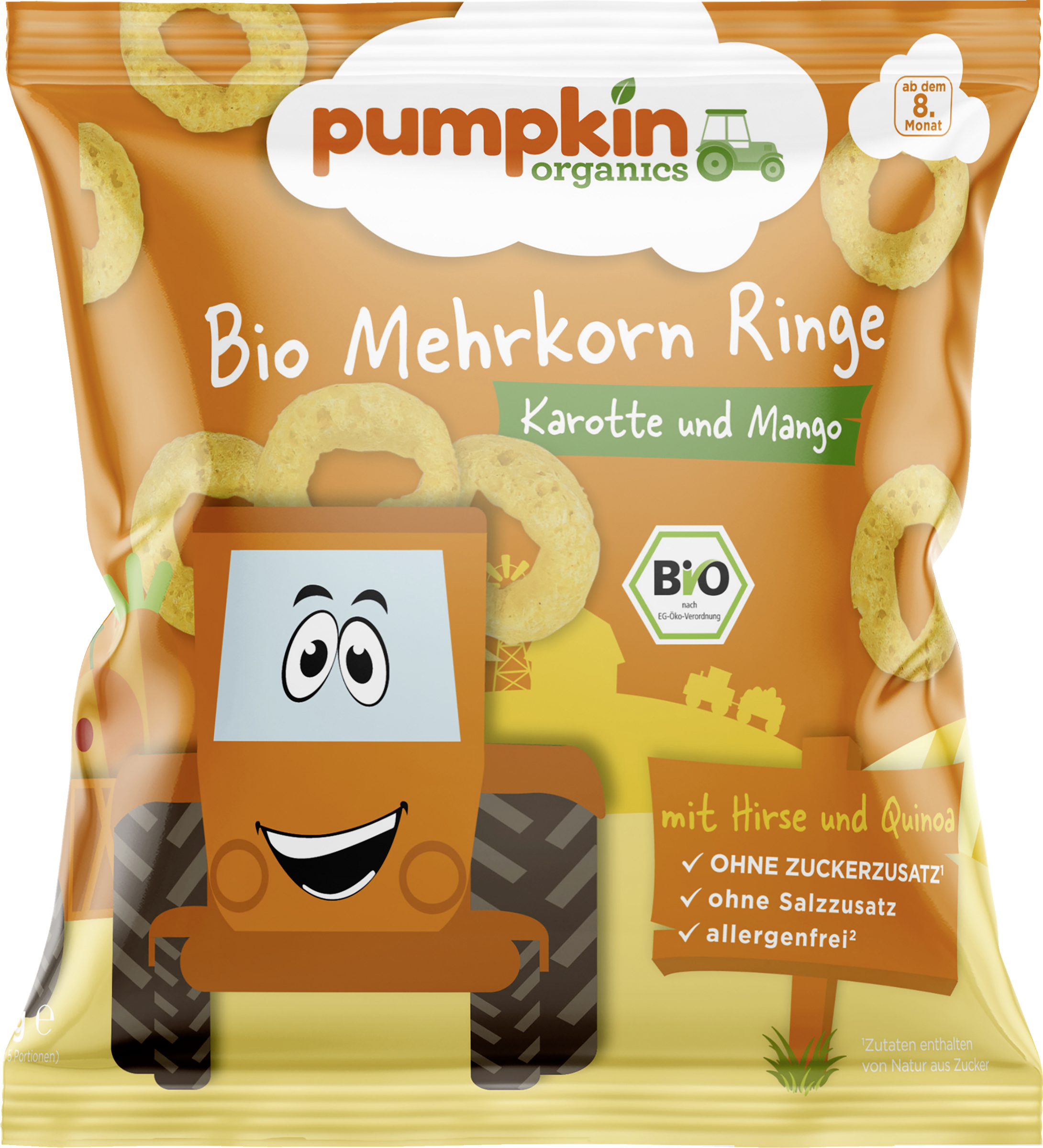 Pumpkin Organics Bio Mehrkorn Ringe mit Karotte & Mango