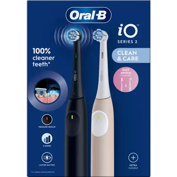 طقم من 2 فرشاة أسنان كهربائية iO Series 2 Night Black & Calm Pink