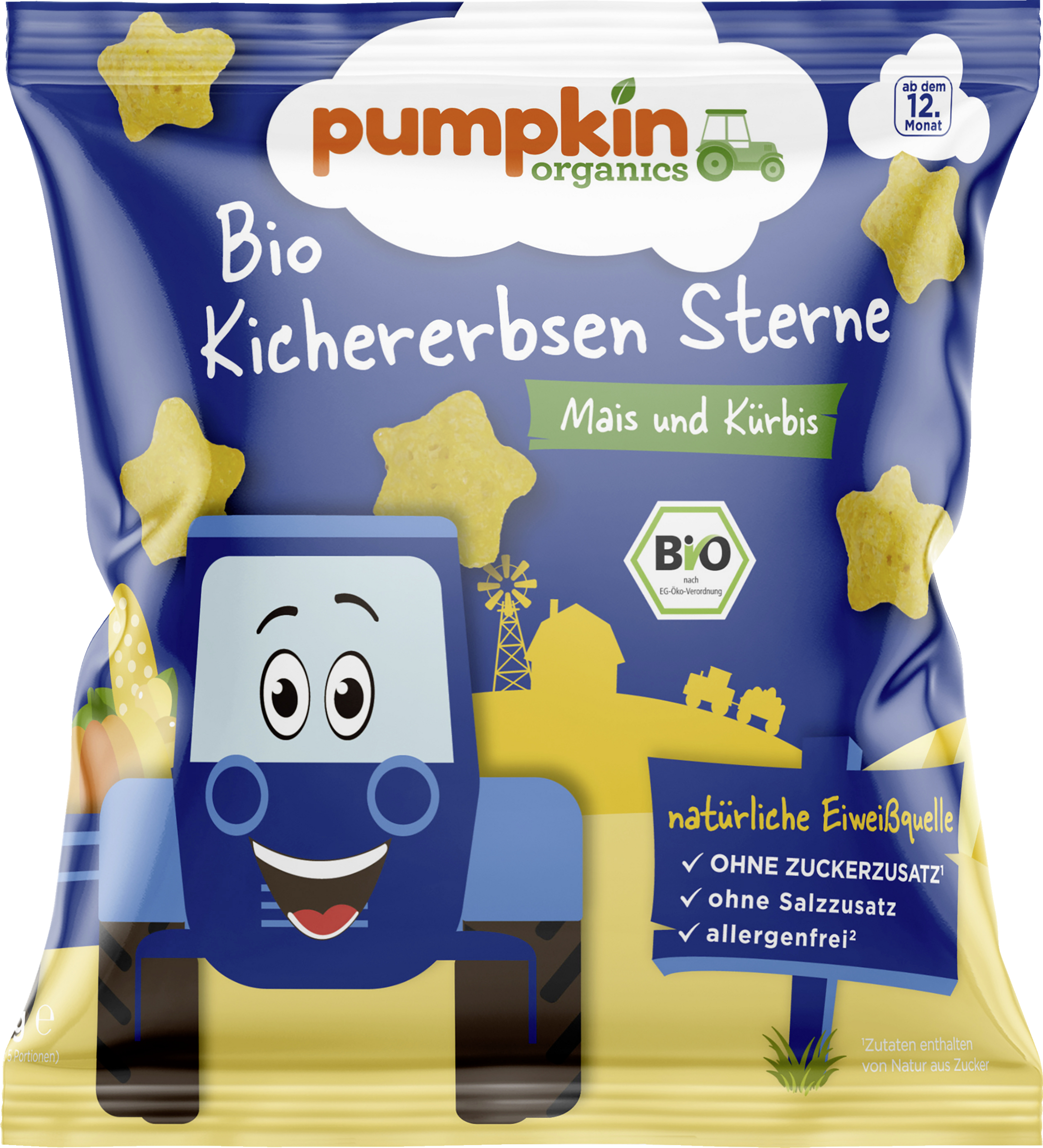 Pumpkin Organics Bio Kichererbsen Sterne mit Mais &  Kürbis