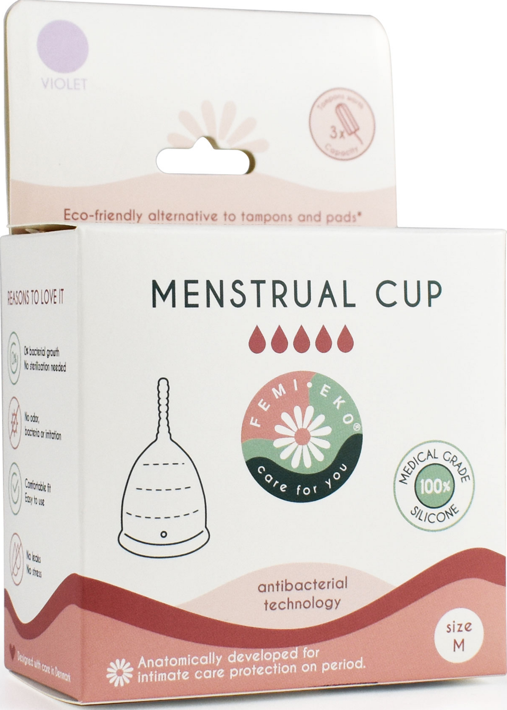 Femi.Eko Antibakterielle Menstruationstasse lila Gr. M
