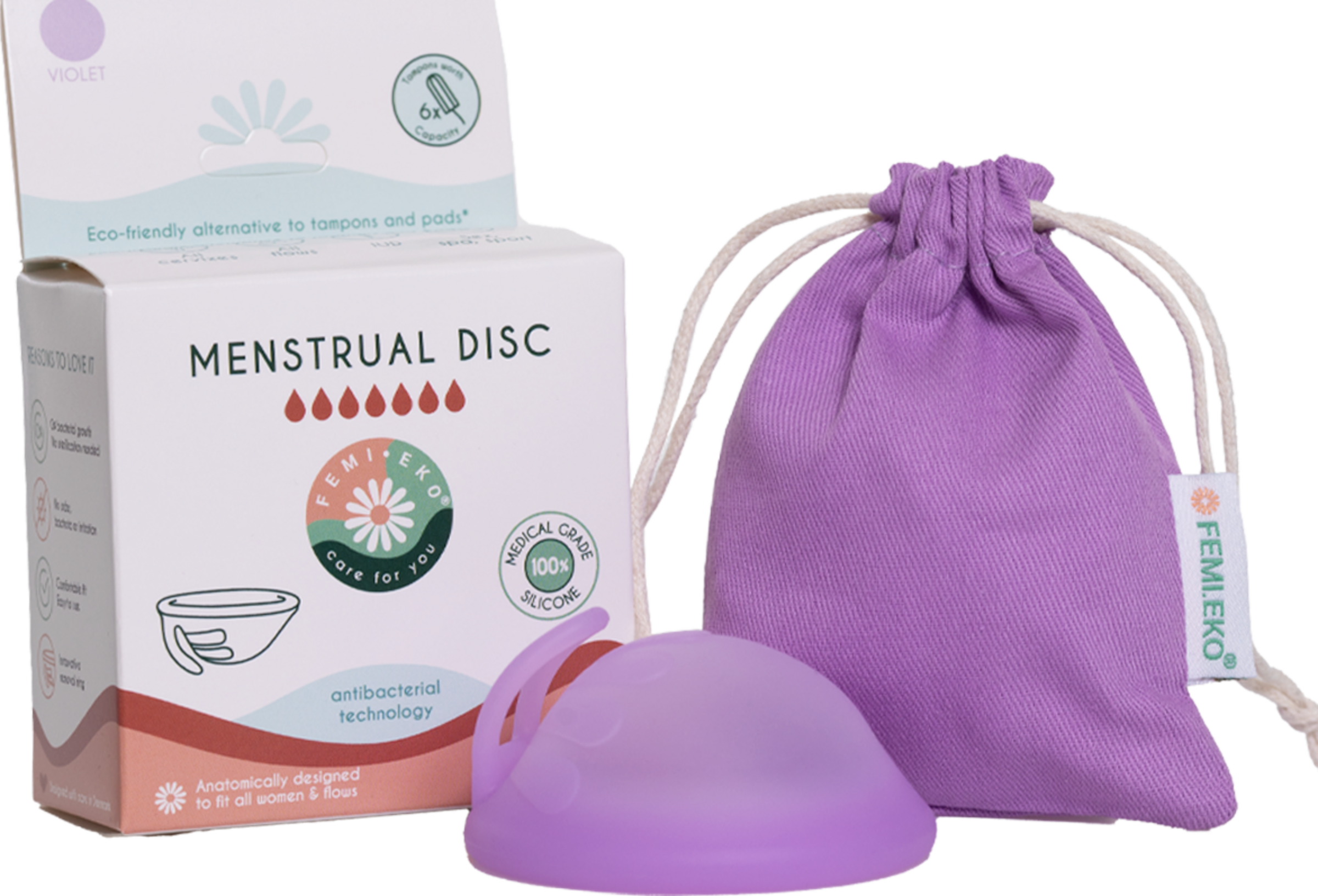 Femi.Eko Antibakterielle Menstruationsscheibe lila