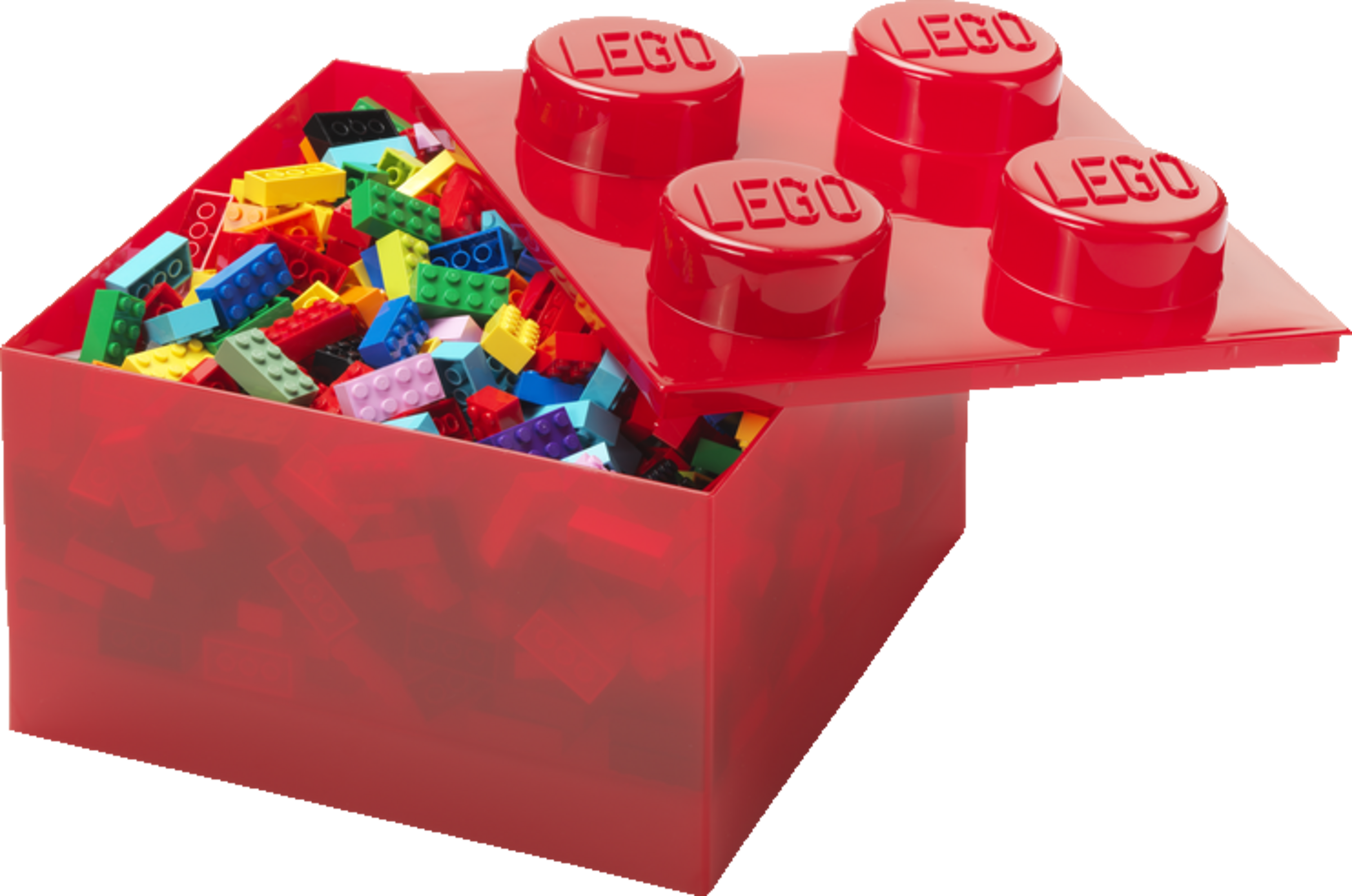 LEGO Aufbewahrungsstein 4 Noppen - Transparent Rot
