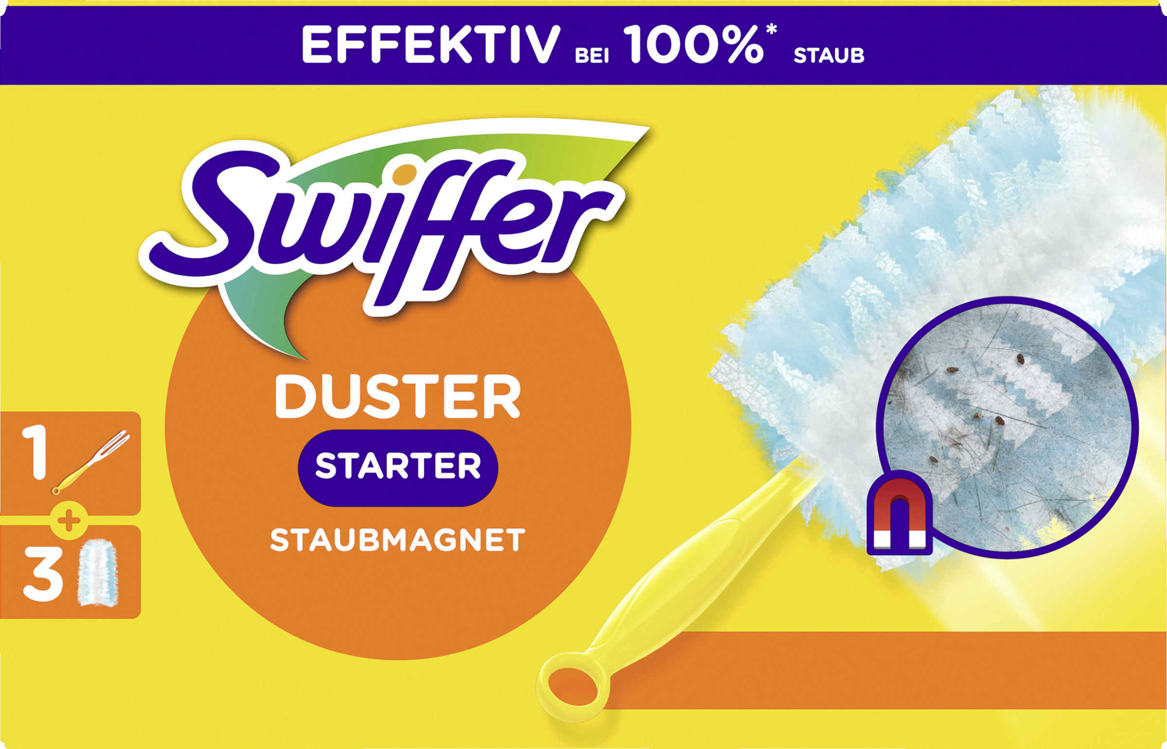 Swiffer Duster Staubmagnet Kit (Griff + 3 Tücher)