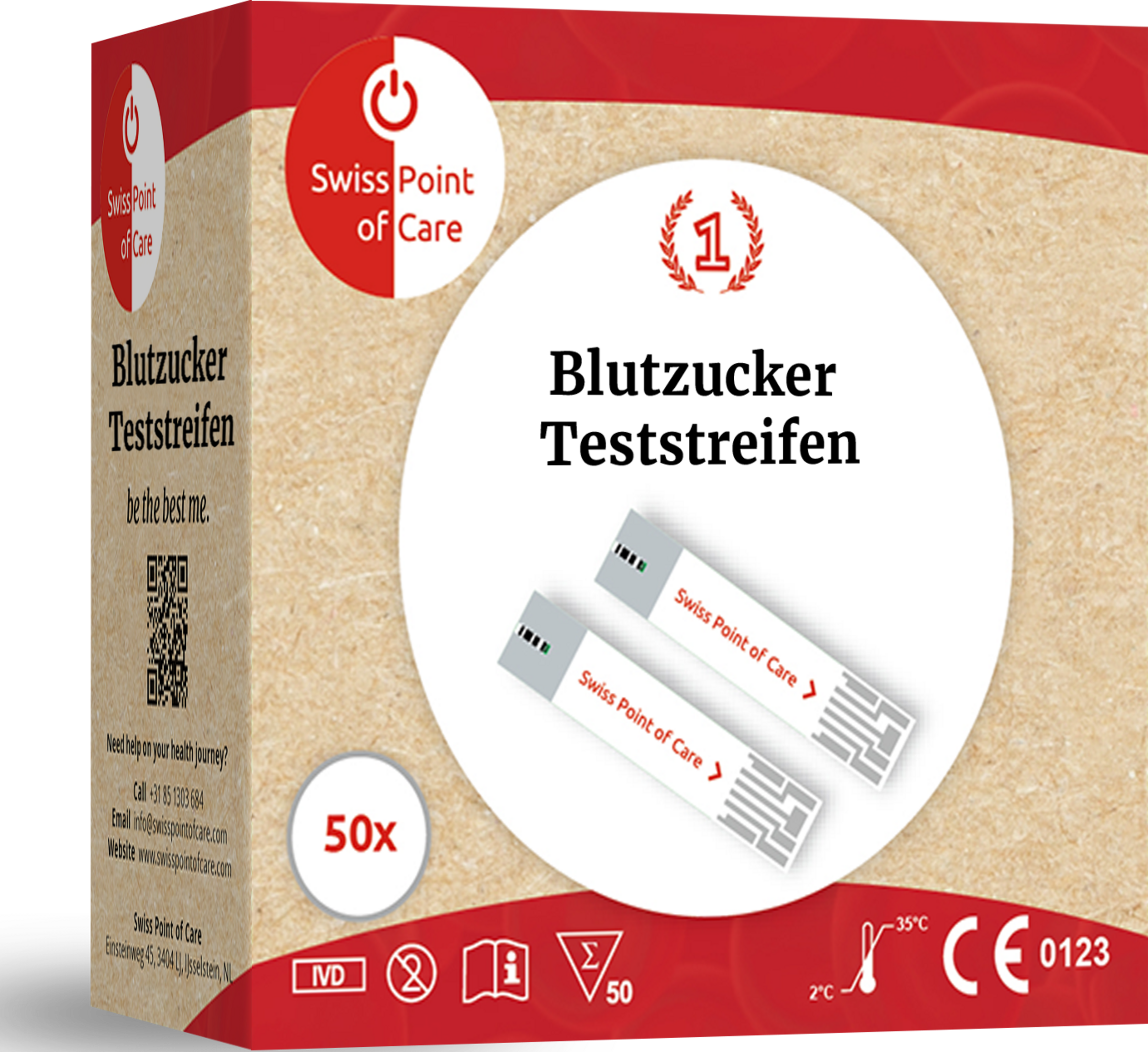 شرائط اختبار جلوكوز، قياس عالي الدقة، نتائج سريعة، تقنية المستشعر الحيوي، 50 قطعة