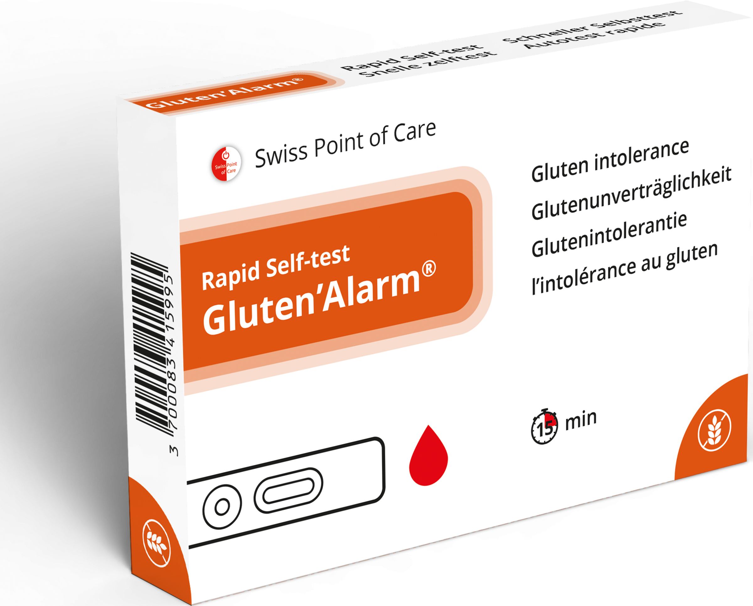 Swiss Point of Care Gluten’Alarm Selbsttest,Glutenunverträglichkeit Test, 1 Stück