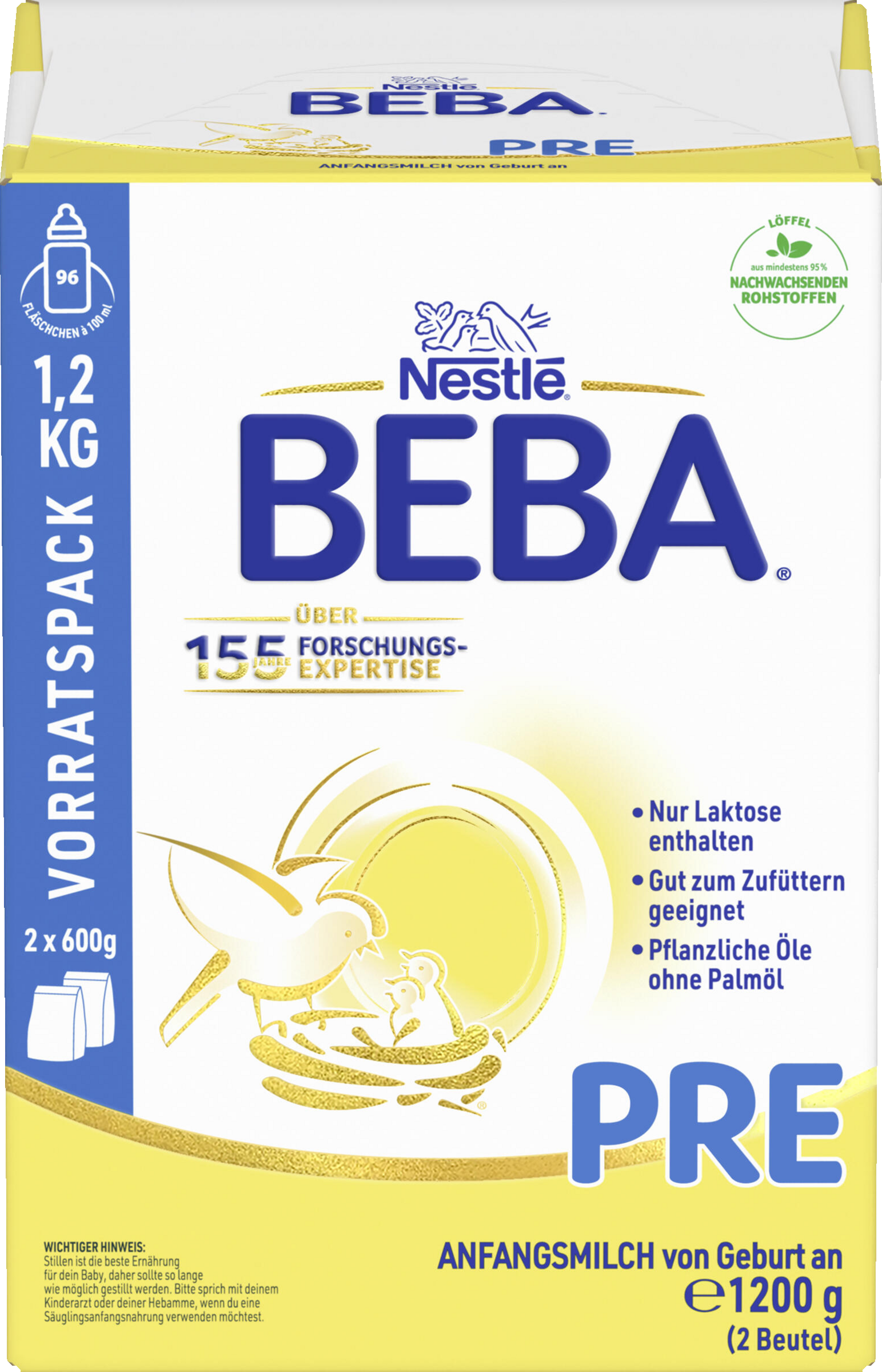 BEBA PRE Anfangsmilch von Geburt an Vorratspack