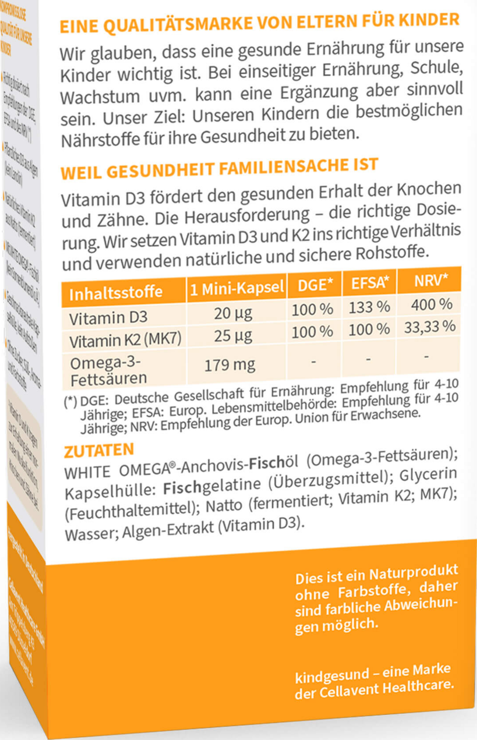 كبسولات صغيرة فيتامين د3+ك2 للأطفال WHITE OMEGA 2