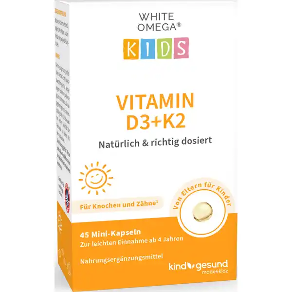 كبسولات صغيرة فيتامين د3+ك2 للأطفال WHITE OMEGA