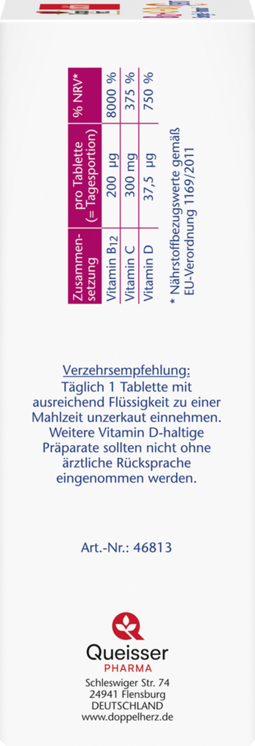 عبوة كبيرة من أقراص Doppelherz aktiv فيتامين B12 + C + D3 3