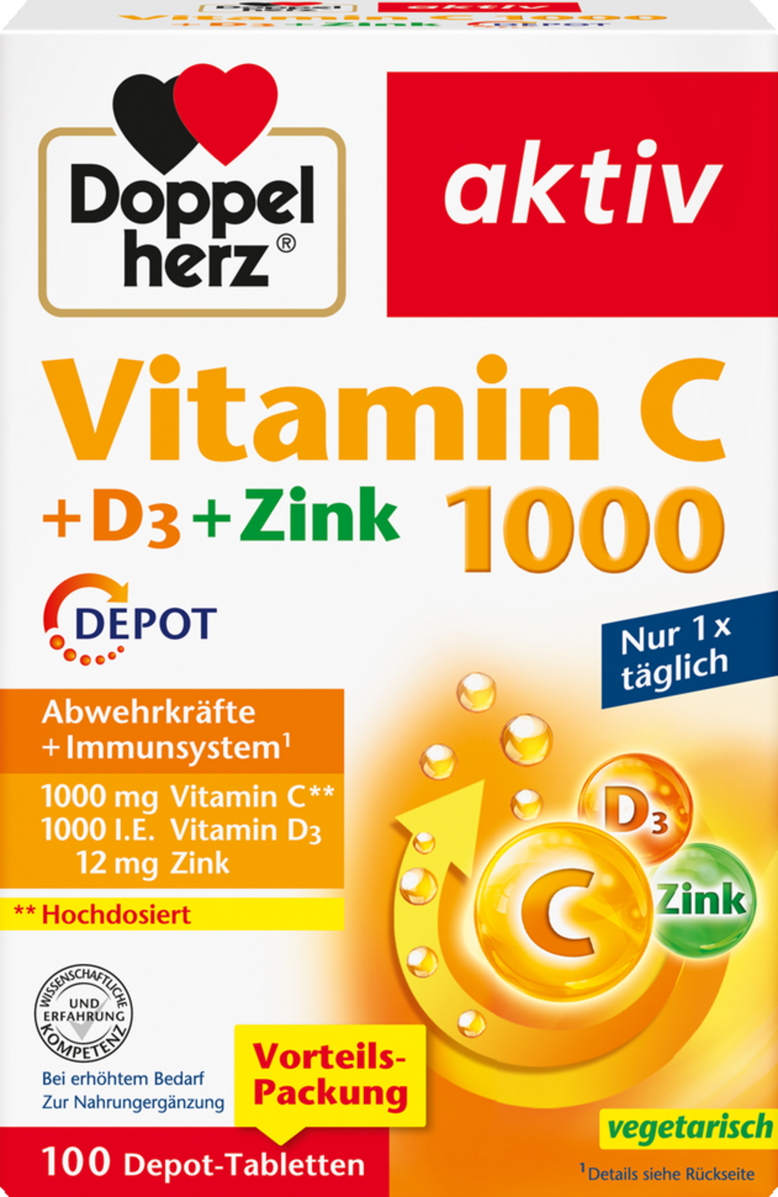 Doppelherz Großpackung Doppelherz Vitamin C 1000 + D3 + Zink Depot