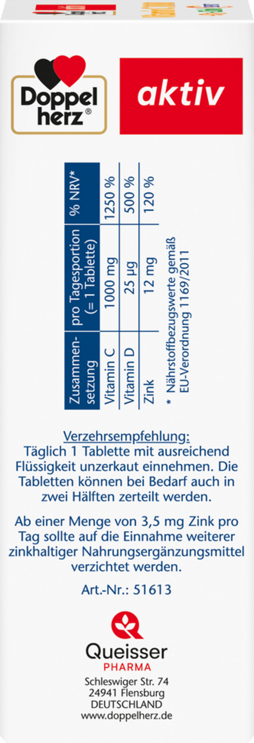 عبوة كبيرة من Doppelherz Vitamin C 1000 + D3 + Zink Depot 3