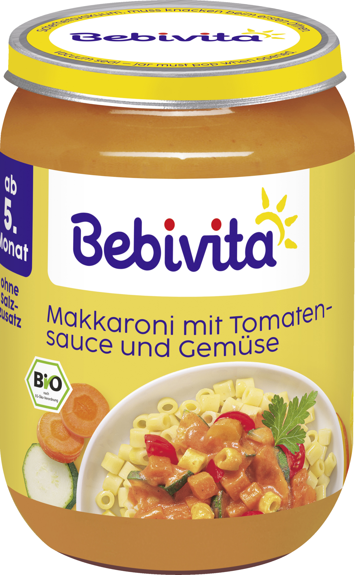 Bebivita Bio Makkaroni mit Tomatensauce und Gemüse ab 5. Monat