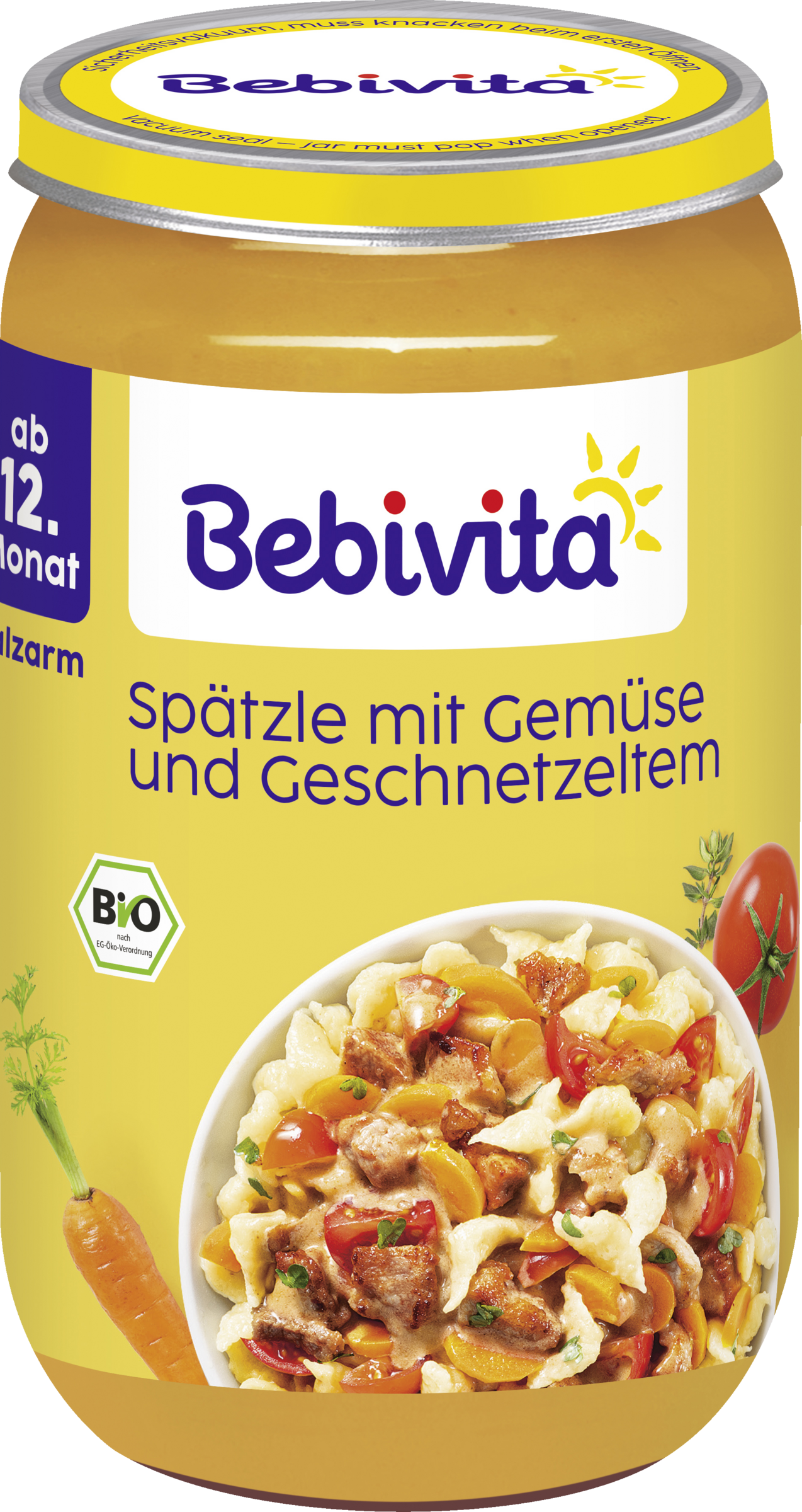 Bebivita Bio Spätzle mit Gemüse und Geschnetzeltem ab 12. Monat