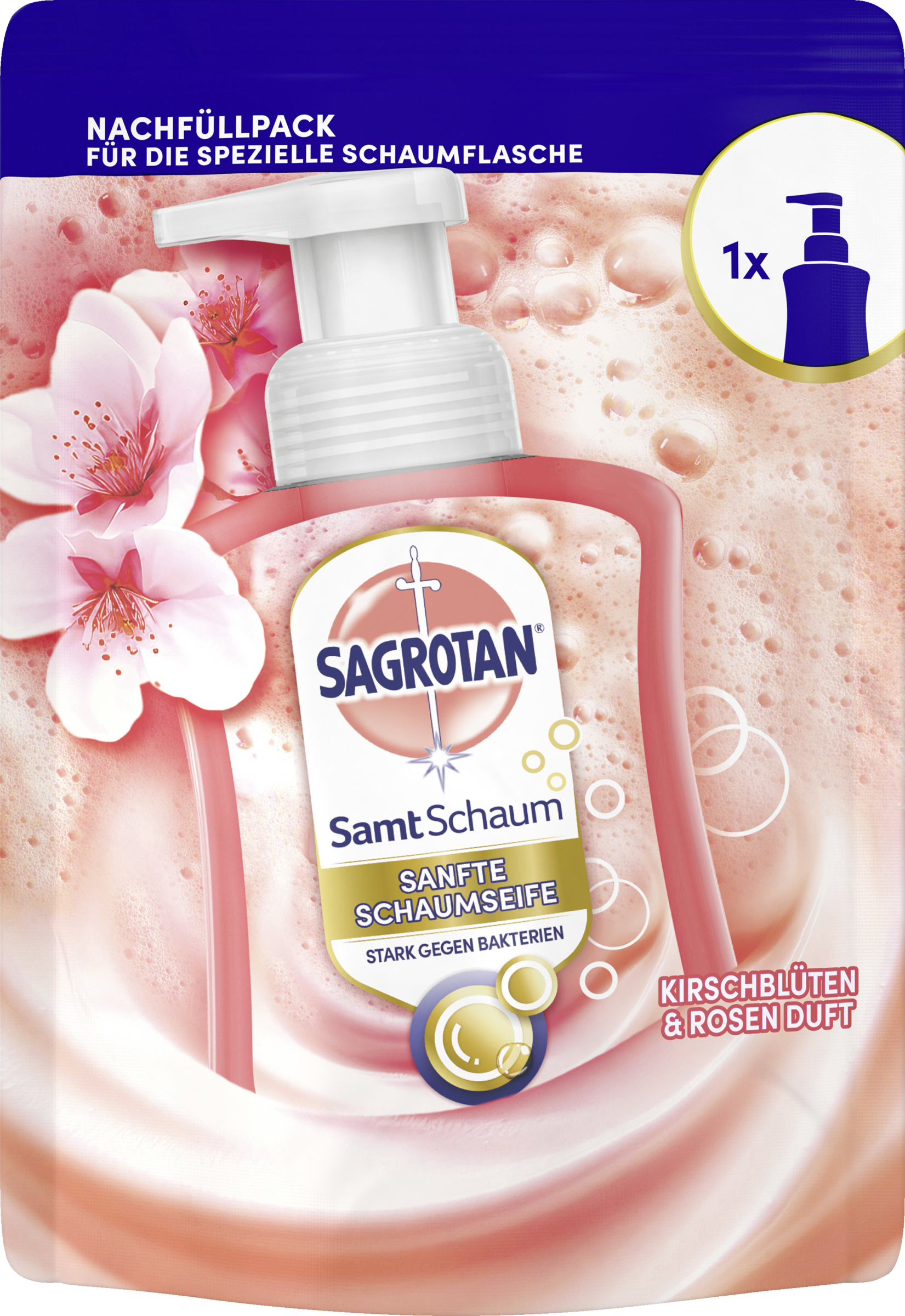 Sagrotan Samt Schaum Sanfte Schaumseife Kirschblüte & Rose Nachfüller