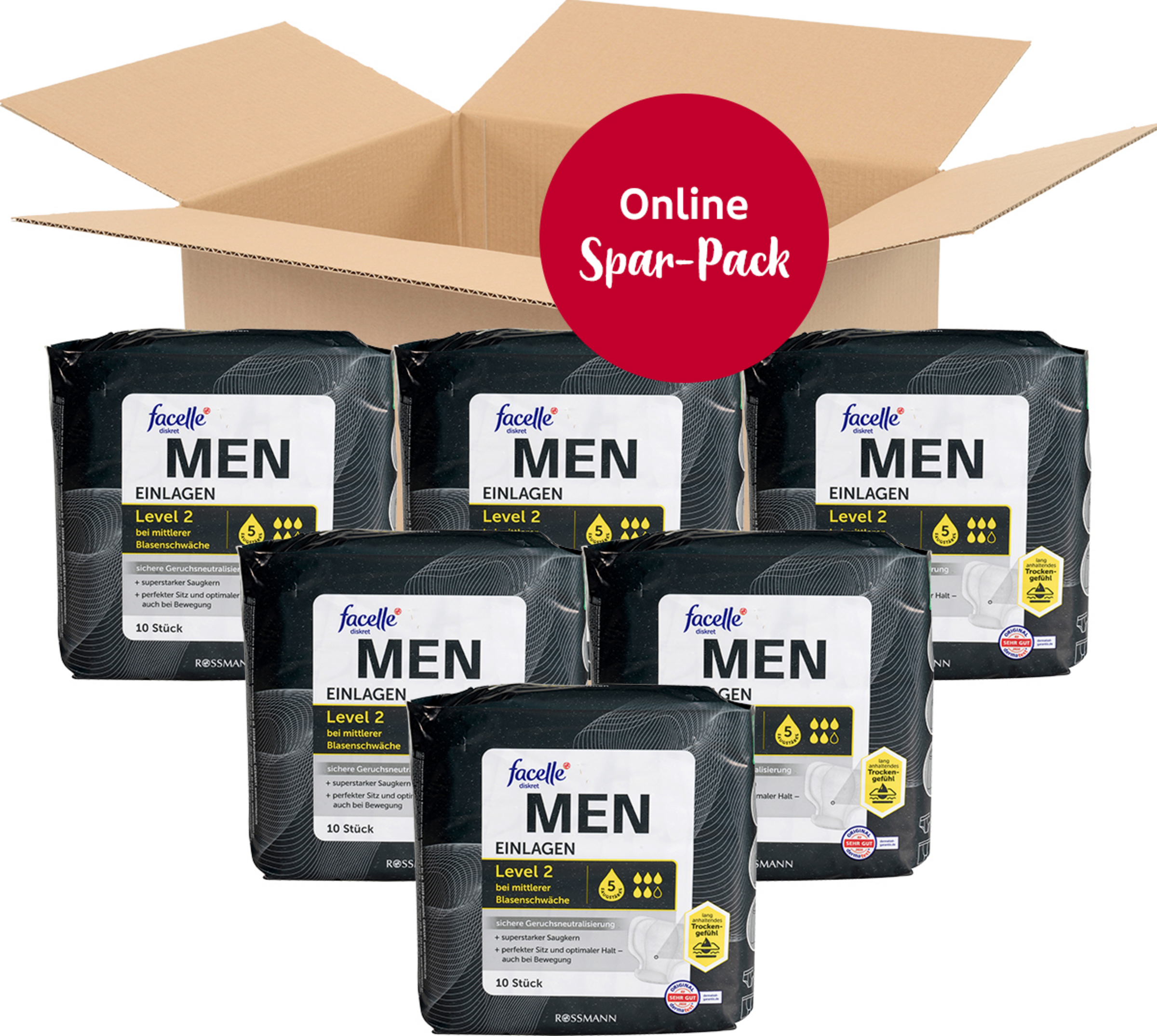 facelle diskret Vorteilspack MEN Einlagen Level 2