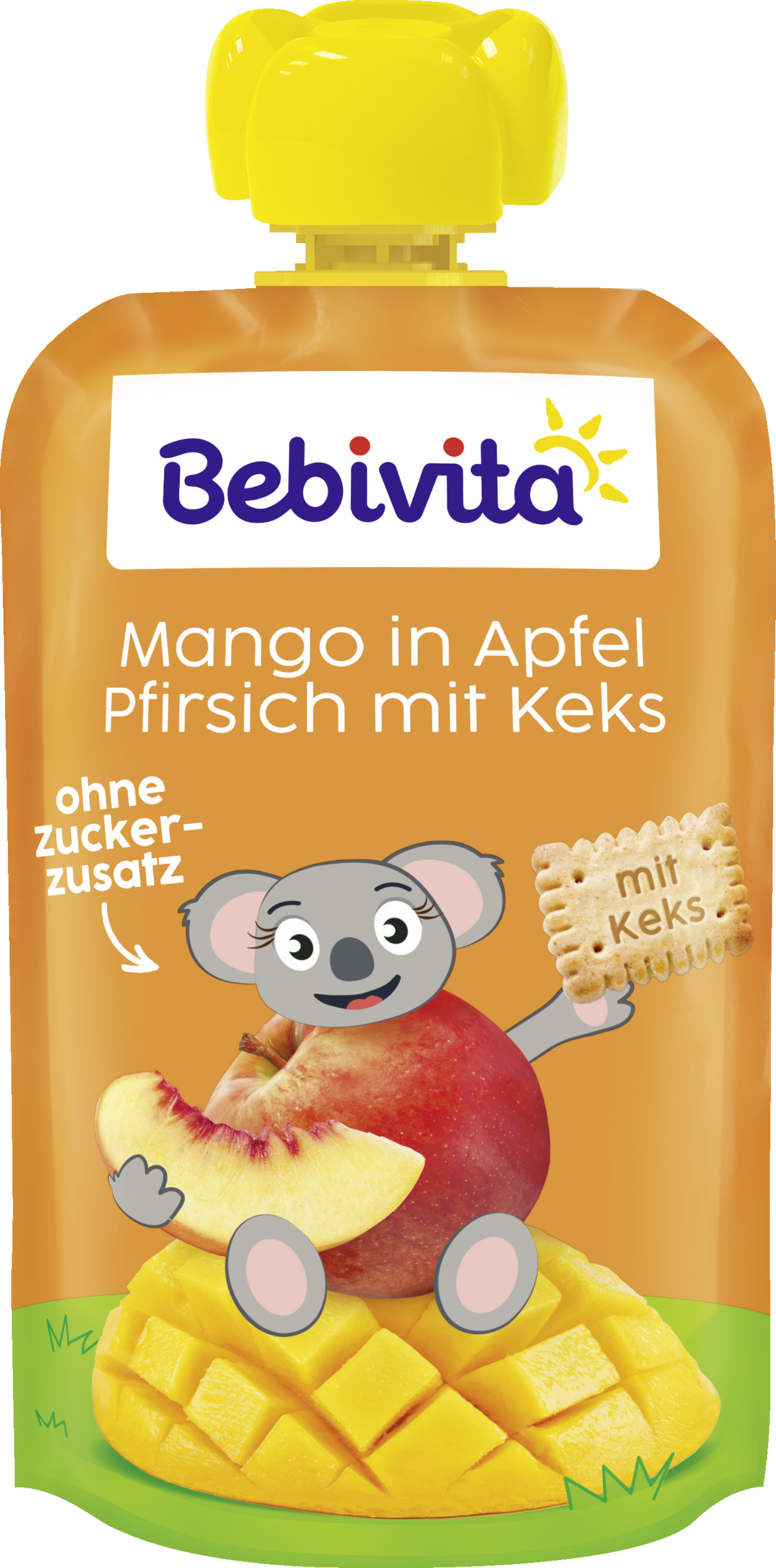 Bebivita Quetschbeutel Mango in Apfel Pfirsich mit Keks
