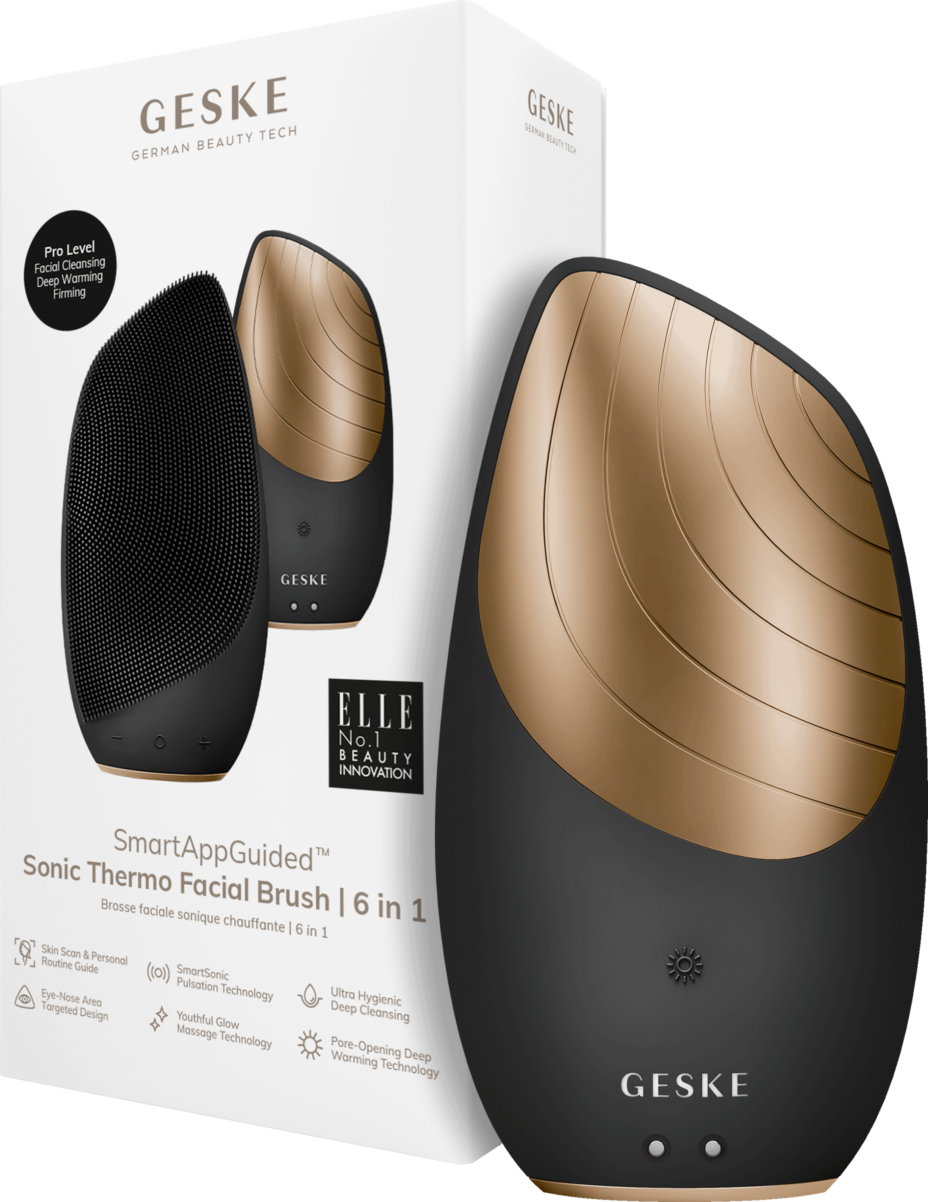 Geske 6in1 Sonic Thermo Facial Brush black