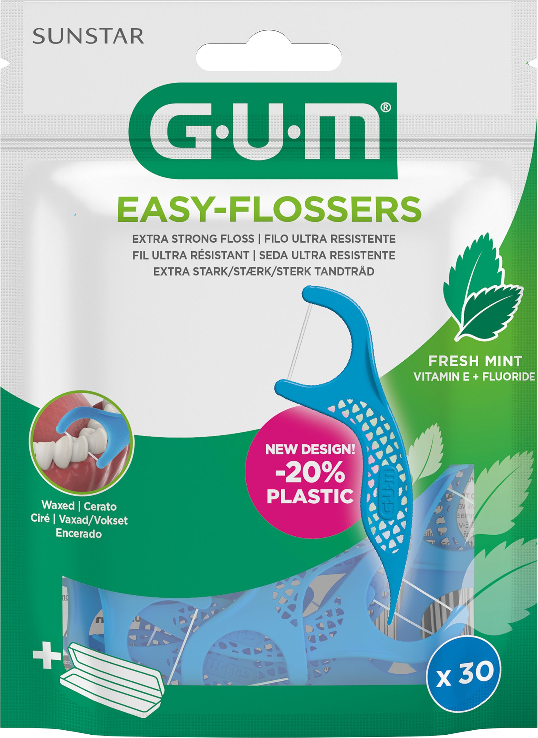 EASY FLOSSERS، أعواد خيط تنظيف الأسنان، مشمع، بنكهة النعناع مع علبة سفر