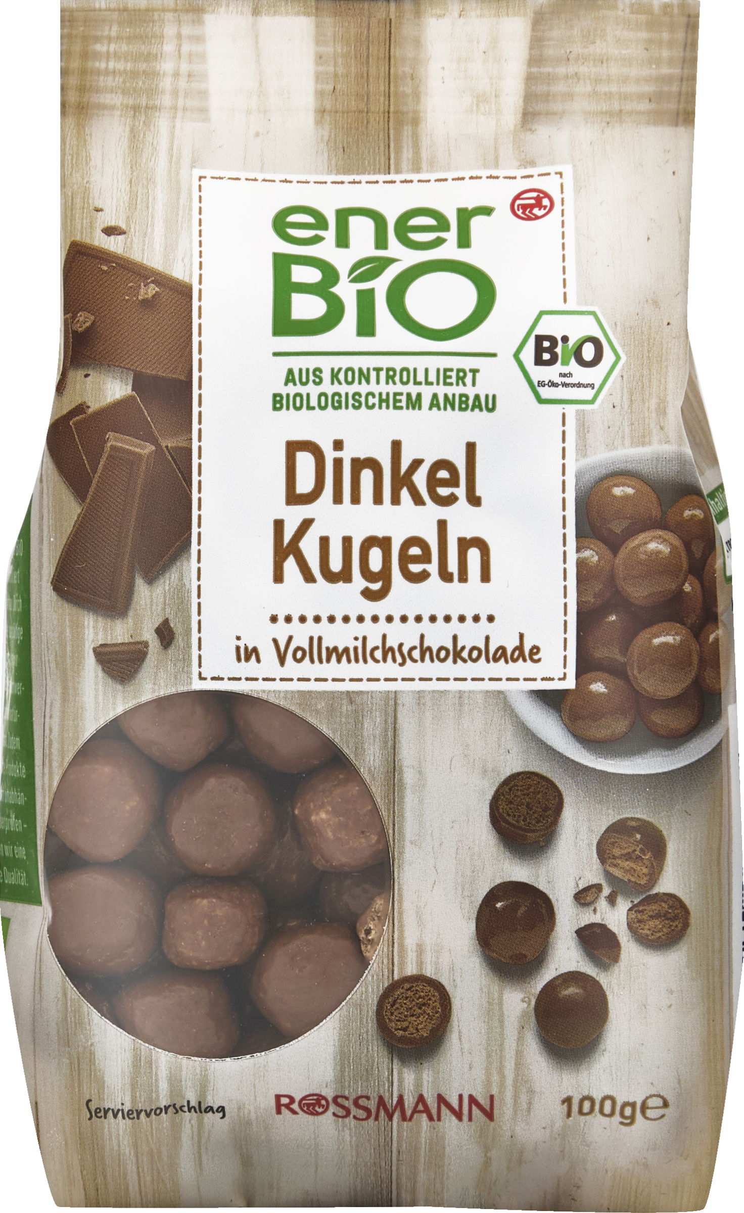 enerBiO Dinkelkugeln in Vollmilchschokolade