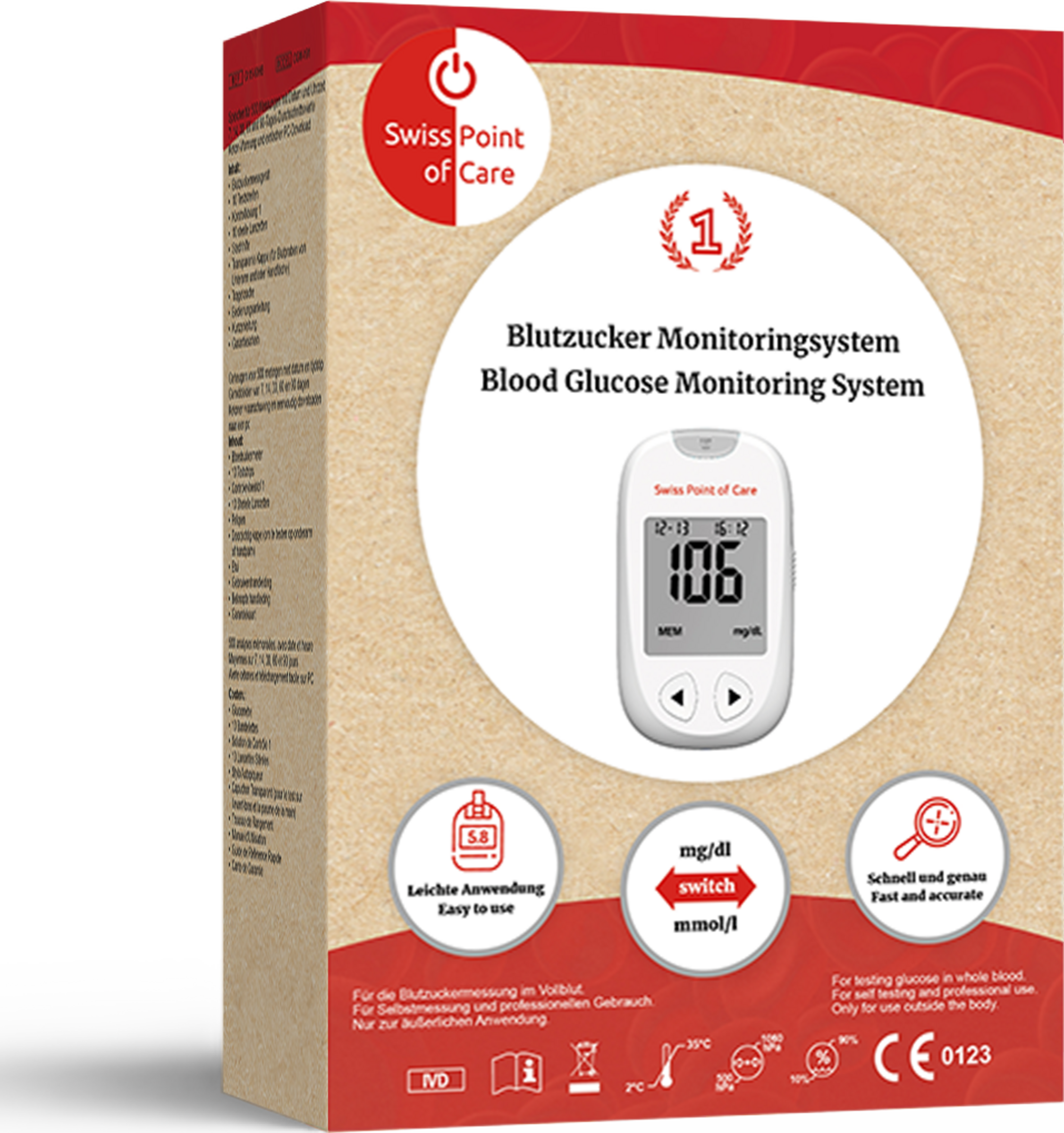 Swiss Point of Care Blutzucker Messgerät Starter Paket