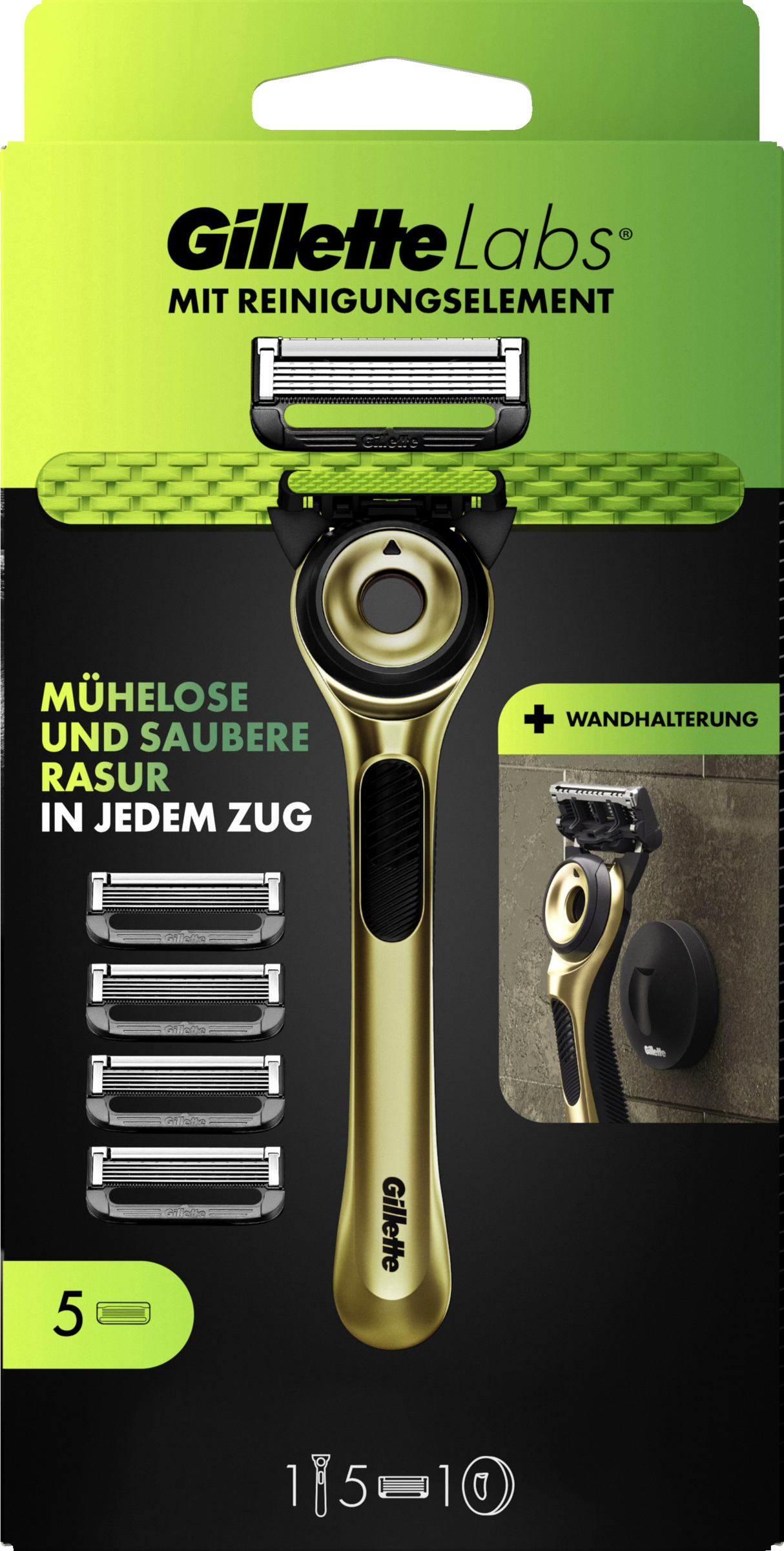 Labs Rasierer Gold mit Duschhänger