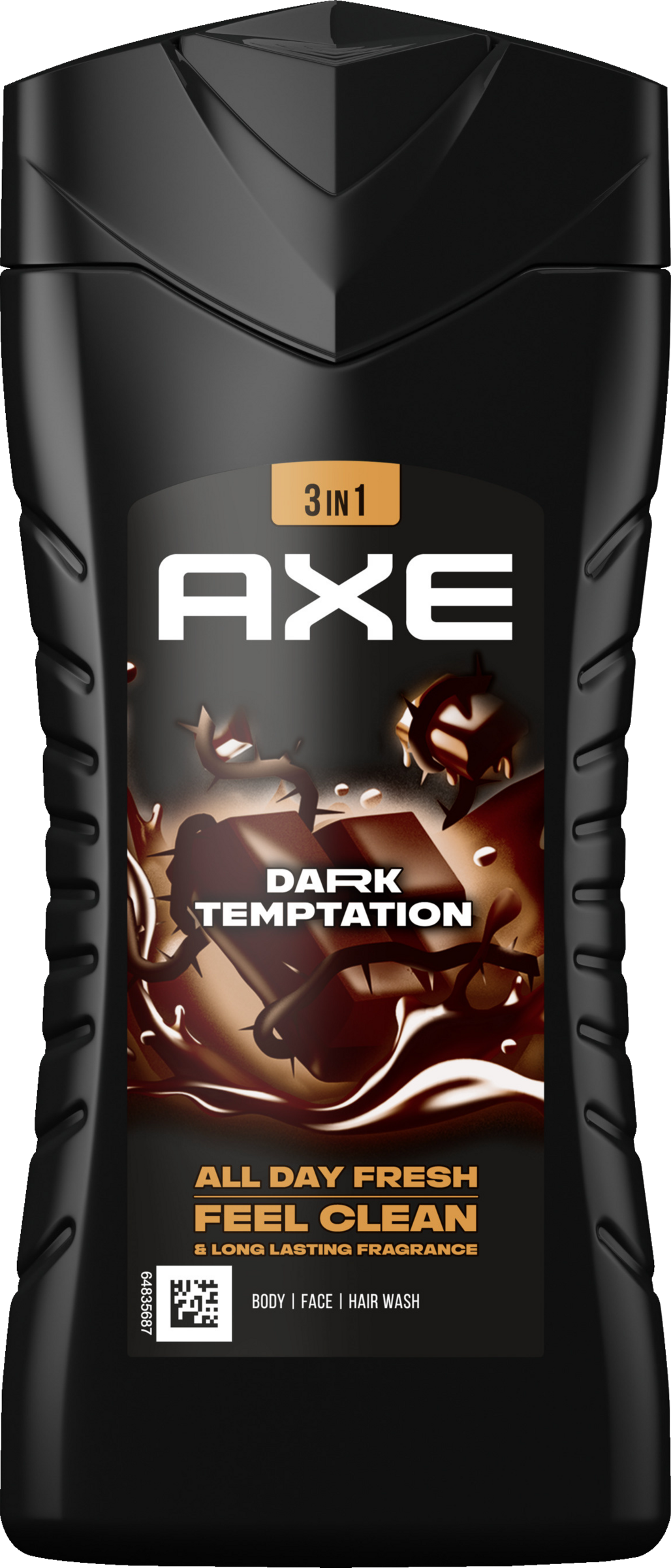 AXE 3-in-1 Duschgel & Shampoo Dark Temptation für Körper, Gesicht und Haar
