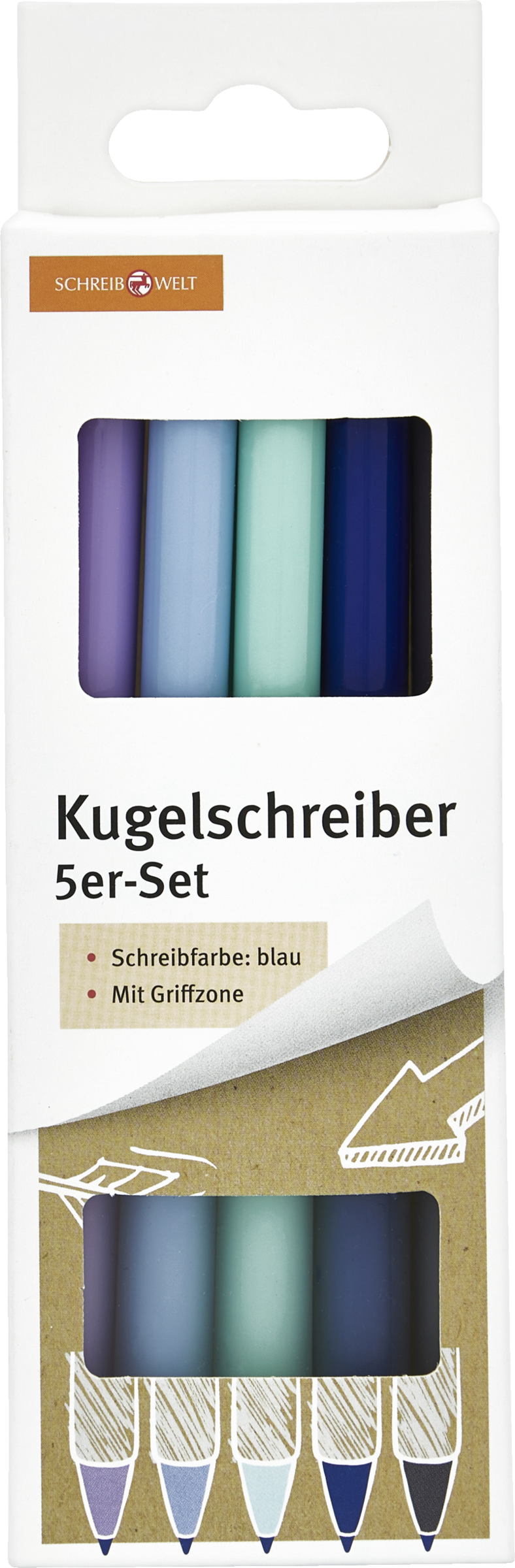 SCHREIBWELT Kugelschreiber 5er-Set