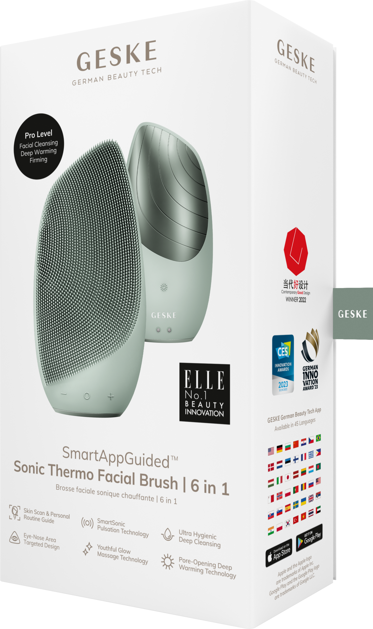 Geske 6in1 Sonic Thermo Facial Brush green